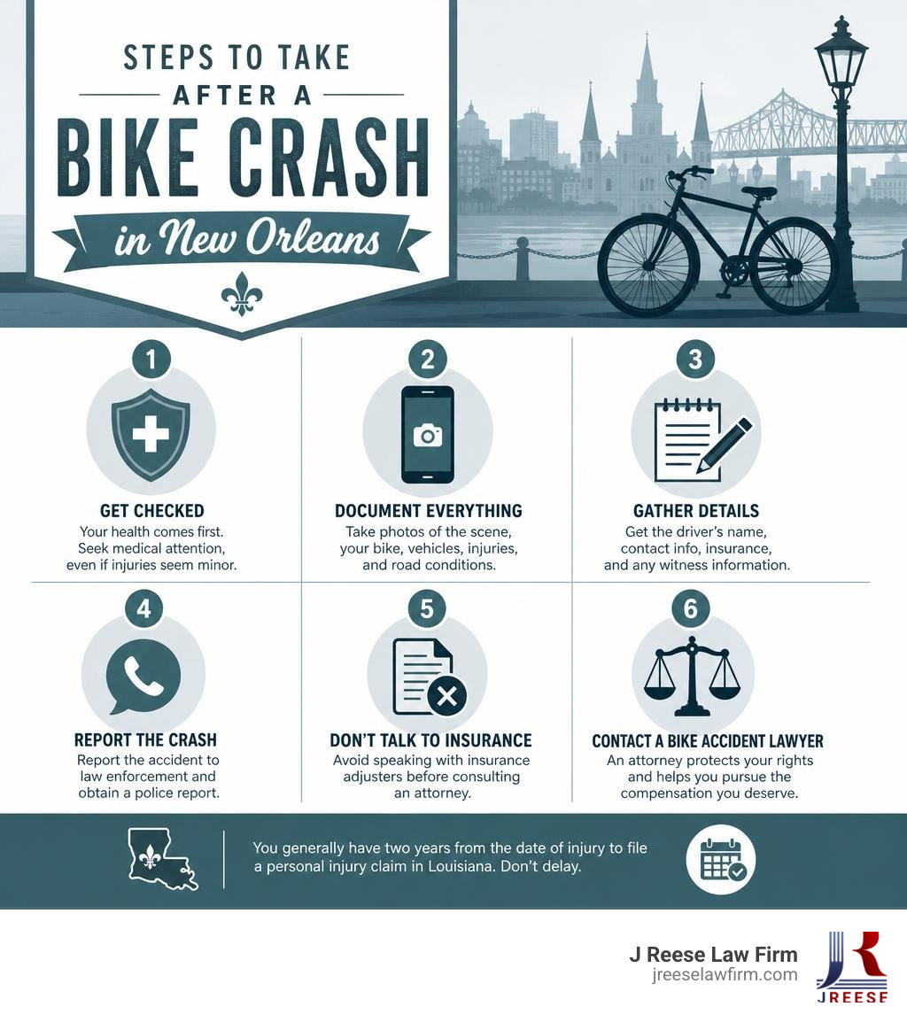 Steps to take after a bike crash in New Orleans infographic infographic