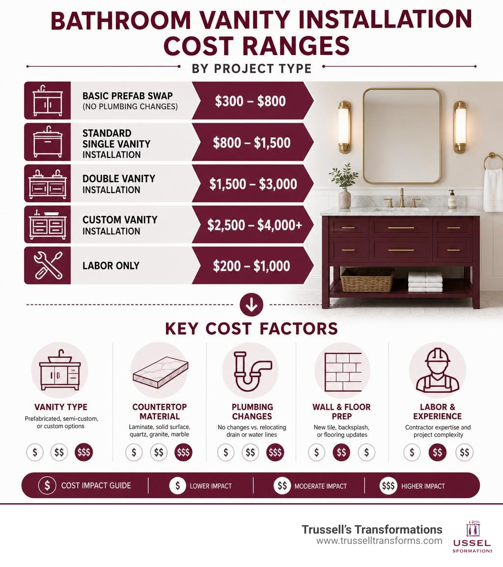 Infographic Showing Bathroom Vanity Installation Cost Ranges By Project Type And Key Cost Factors Infographic Infographic Showing Bathroom Vanity Installation Cost Ranges By Project Type And Key Cost Factors Infographic
