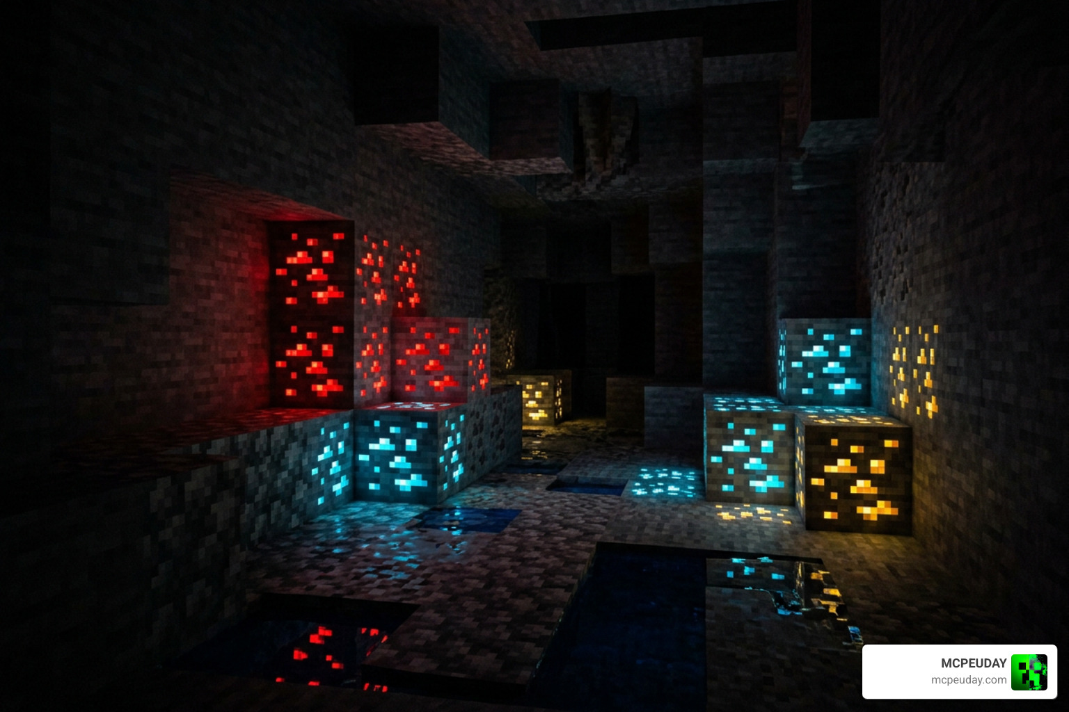 glowing ores in caves