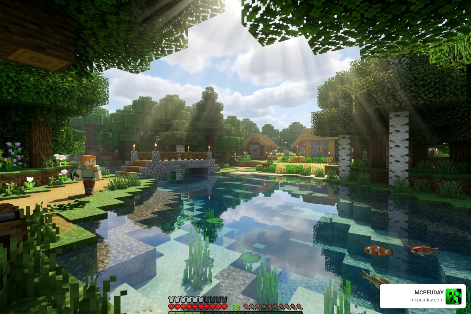 RG Shader water reflections and shimmering sun in Minecraft RG Shader water reflections and shimmering sun in Minecraft