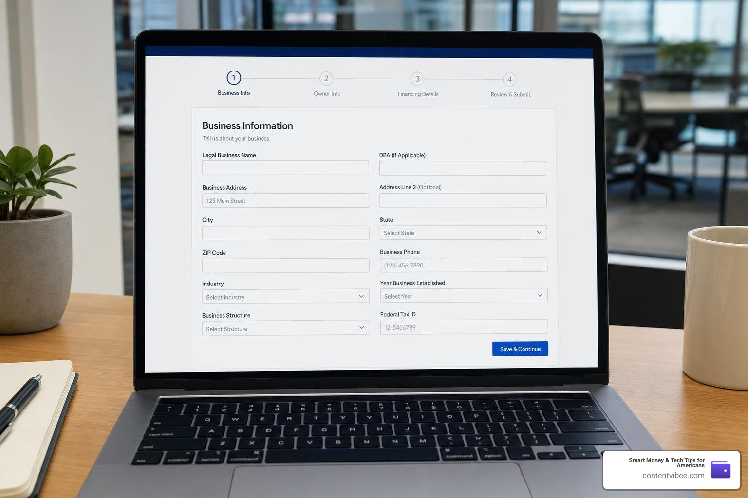 A digital loan application interface for an OnDeck business line of credit