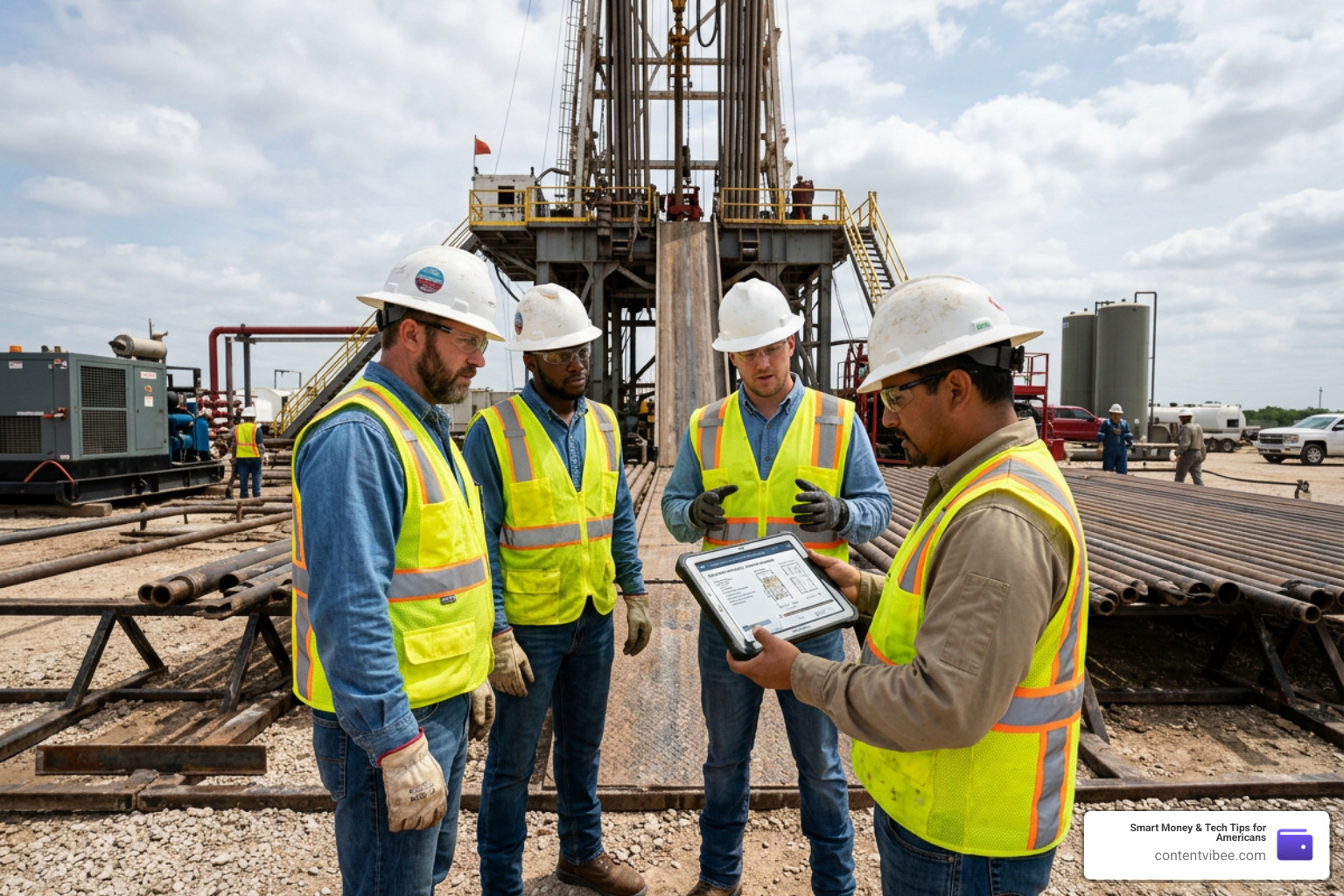 oilfield workers discussing safety protocols