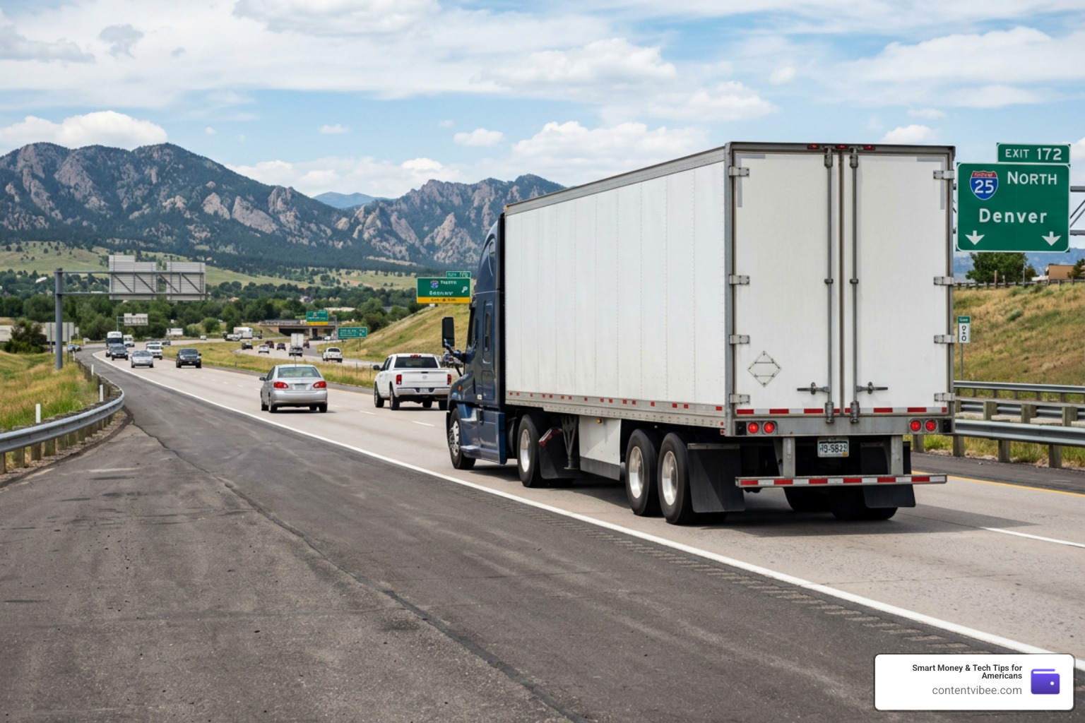 commercial semi-truck driving on interstate highway