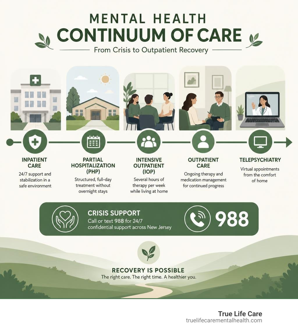 Mental health continuum of care from crisis to outpatient recovery infographic infographic Mental health continuum of care from crisis to outpatient recovery infographic infographic