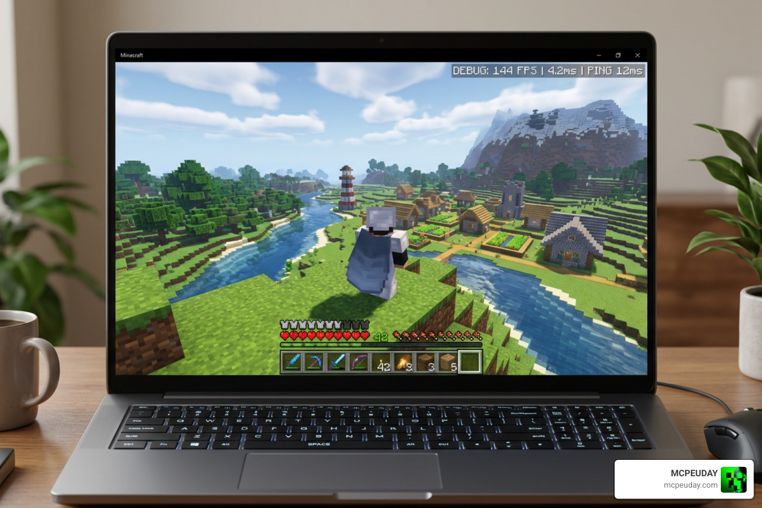 Minecraft gameplay showing smooth performance and optimized textures Minecraft gameplay showing smooth performance and optimized textures