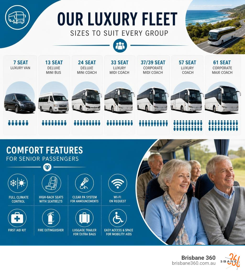 Infographic of our luxury fleet sizes and comfort features for senior passengers infographic