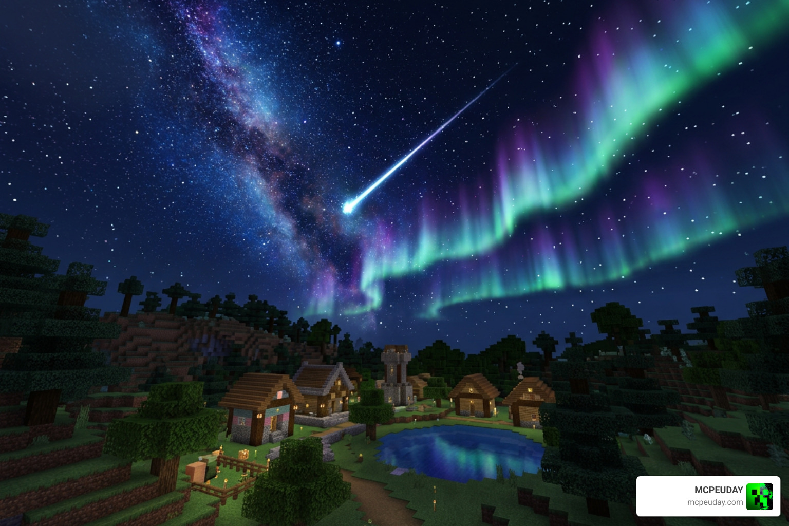 Cosmic night sky in Minecraft Bedrock with Newb X Stars Shader Cosmic night sky in Minecraft Bedrock with Newb X Stars Shader