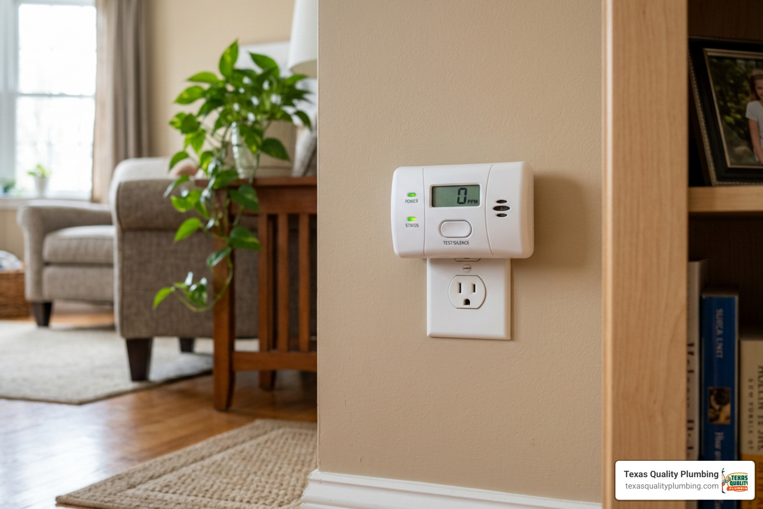 carbon monoxide detector plugged into a wall outlet for home safety carbon monoxide detector plugged into a wall outlet for home safety