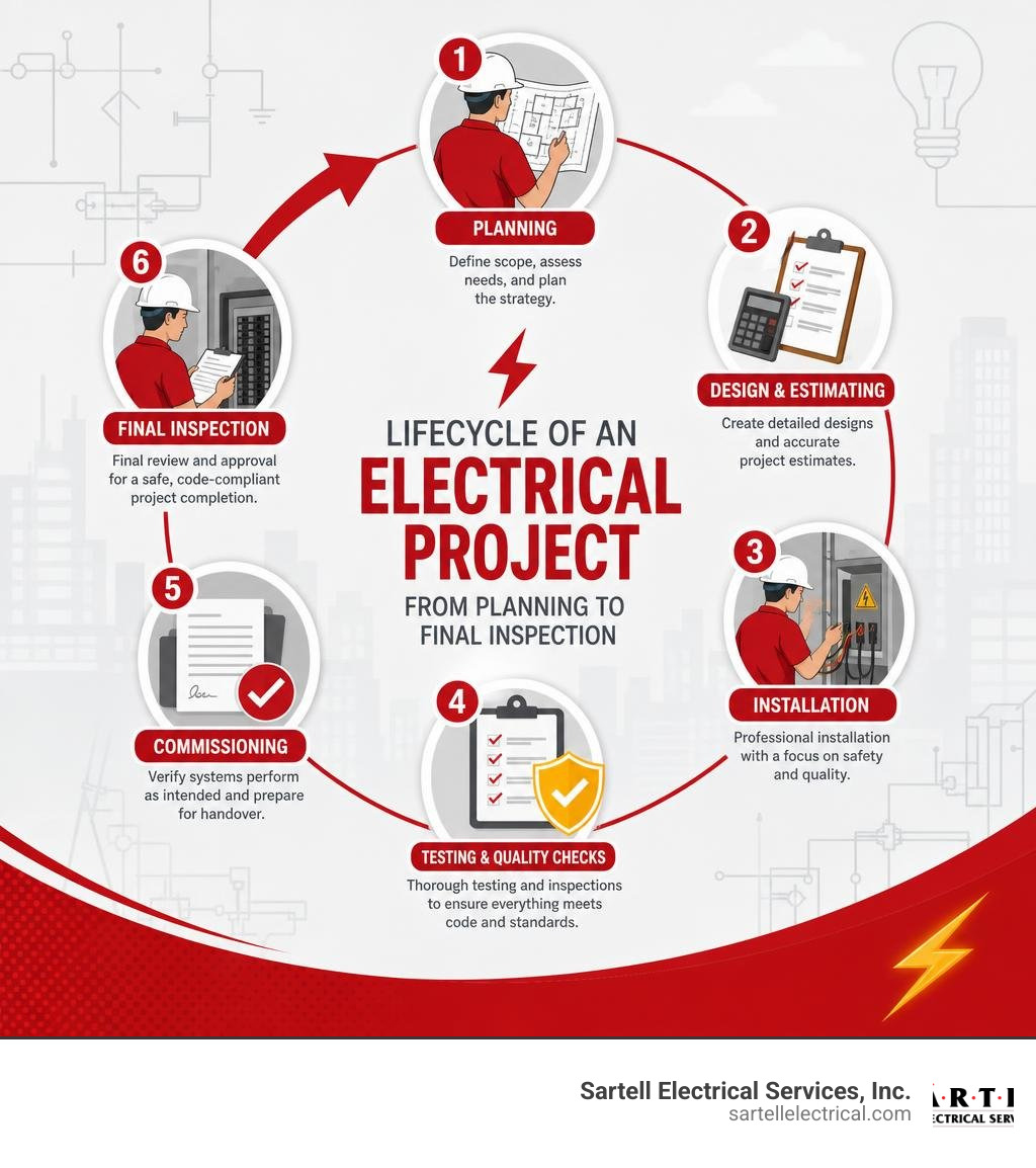 Lifecycle of an electrical project from planning to final inspection infographic infographic Lifecycle of an electrical project from planning to final inspection infographic infographic