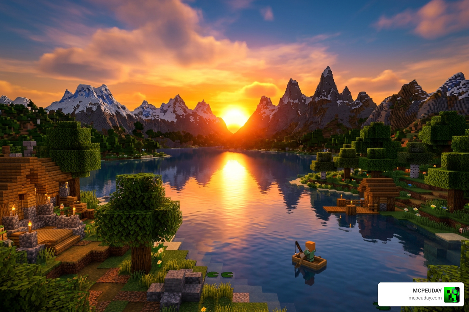 Cinematic Minecraft sunset with Newb X Ale Shaders
