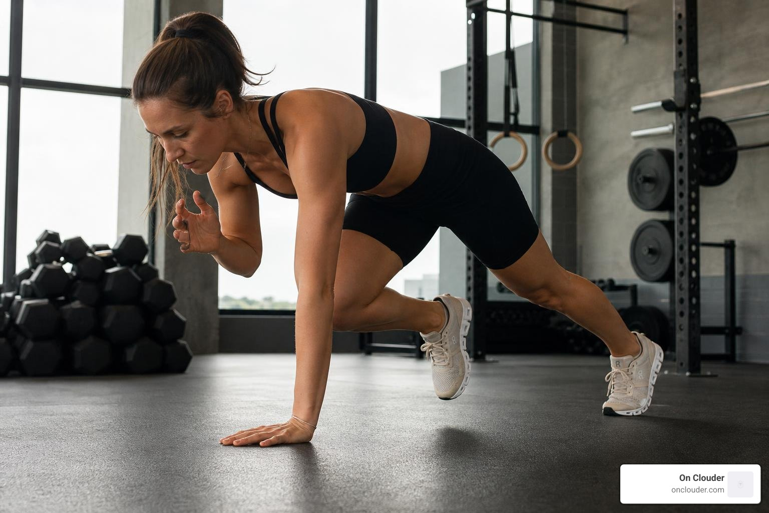 woman doing HIIT workout in Cloud X 3 woman doing HIIT workout in Cloud X 3