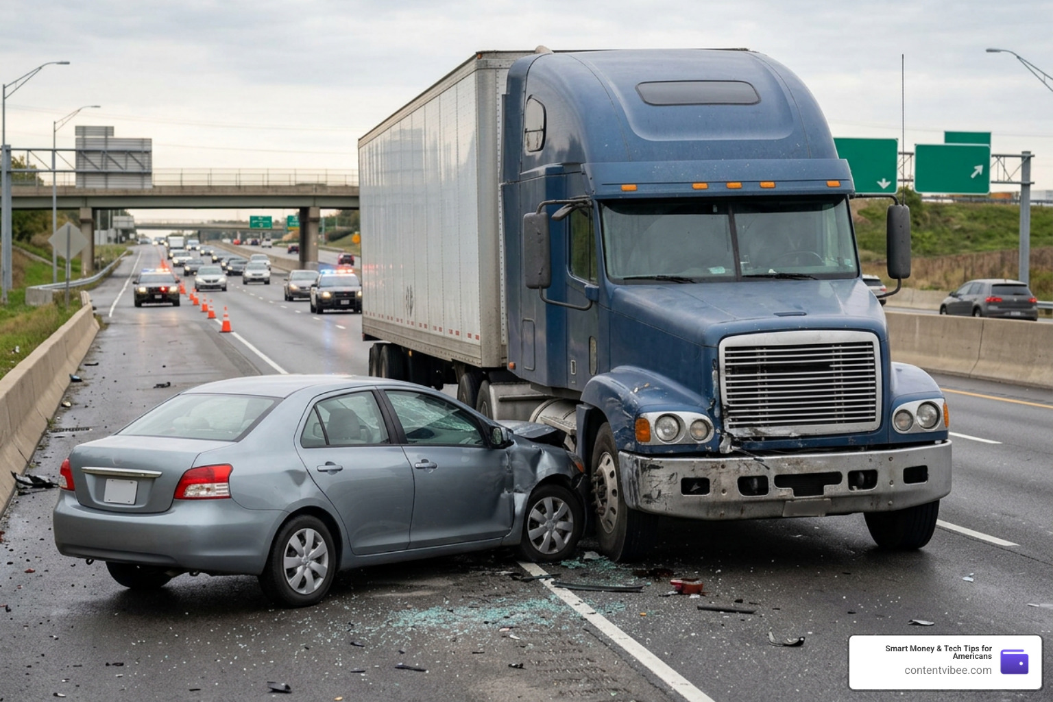 commercial truck vs passenger car collision