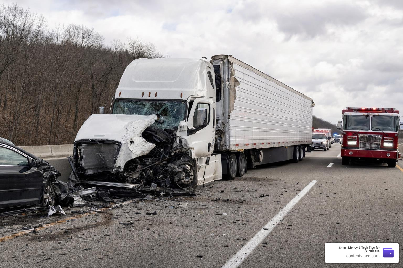 commercial truck accident scene