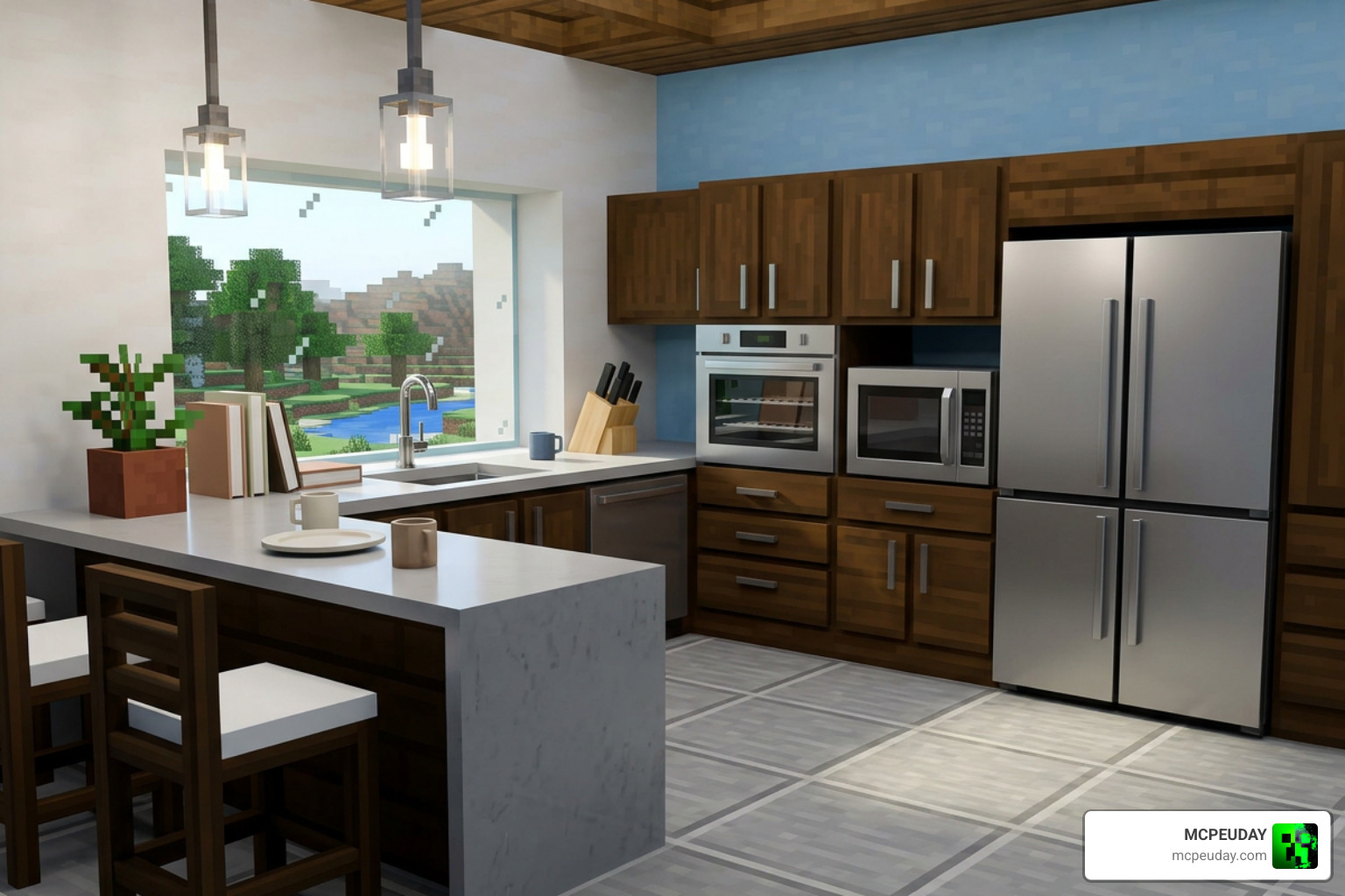 Modern kitchen setup showcasing sleek counters and appliances from the addon Modern kitchen setup showcasing sleek counters and appliances from the addon