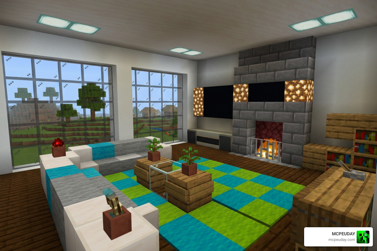 Modern Furniture ADDON Minecraft Bedrock living room interior decoration Modern Furniture ADDON Minecraft Bedrock living room interior decoration