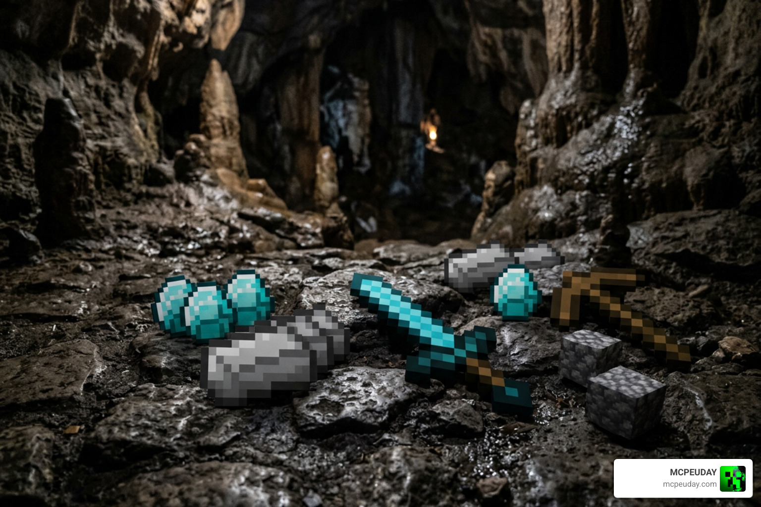 3D items lying on the ground in Minecraft Bedrock using Raiyon's addon