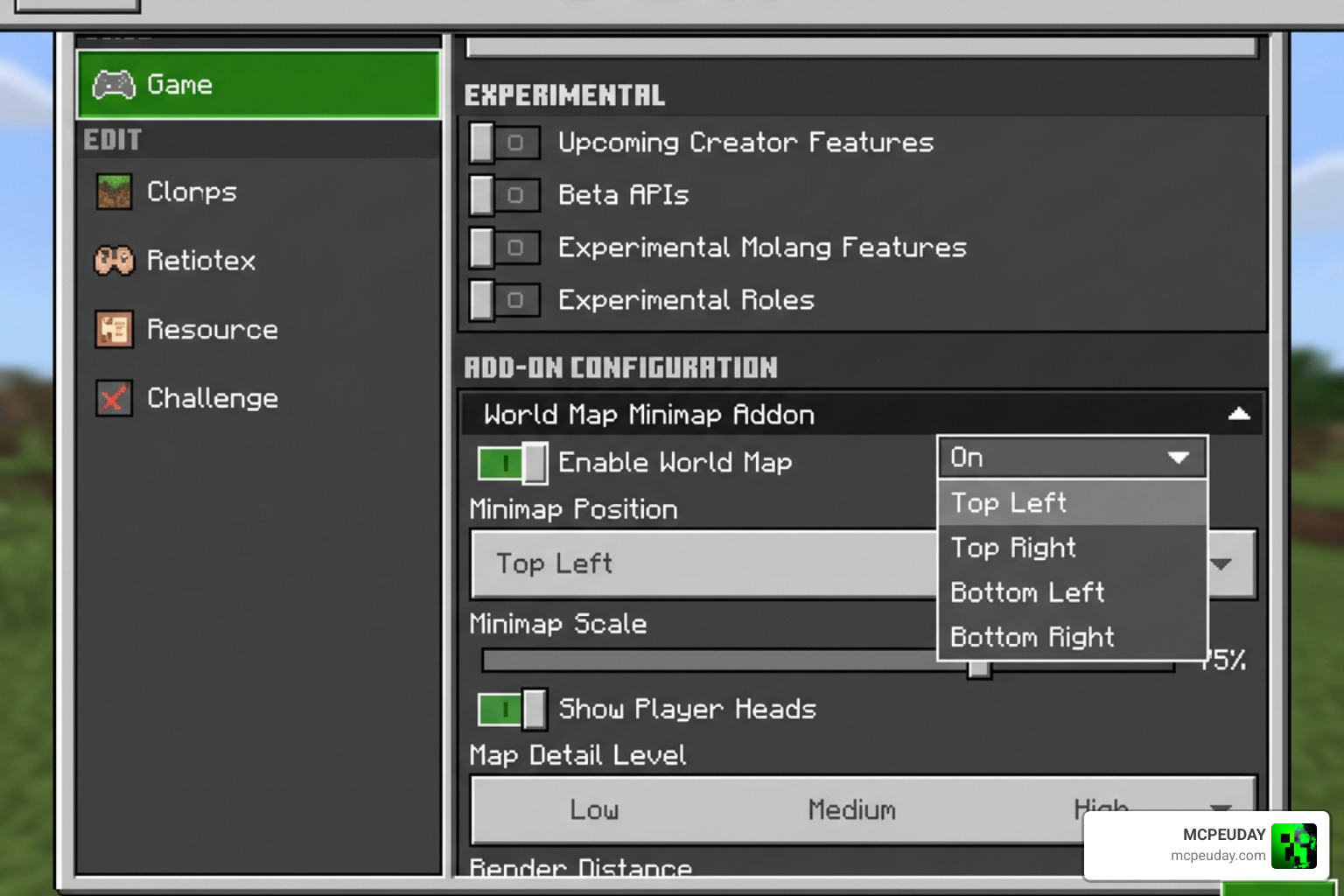addon settings menu installation configuration experimental toggles addon settings menu installation configuration experimental toggles