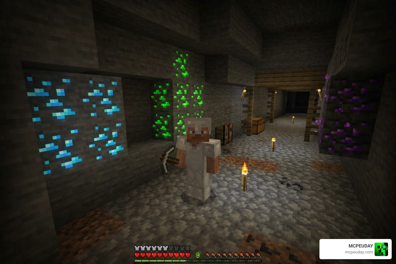 Custom ores and blocks including Celestite, Uranium, and Enderite in Minecraft Bedrock