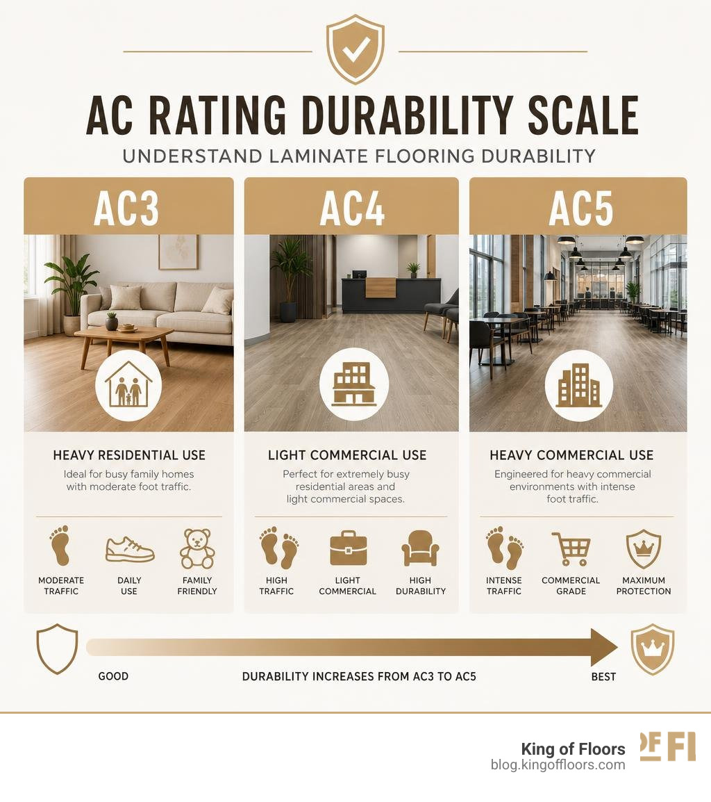Infographic showing AC rating durability scale from AC3 to AC5 infographic Infographic showing AC rating durability scale from AC3 to AC5 infographic