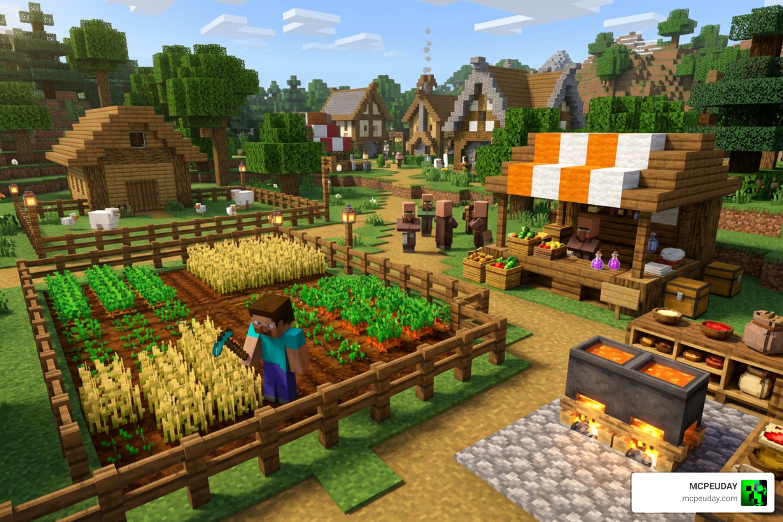 Farming, cooking, and Market Stand trading in Core Craft