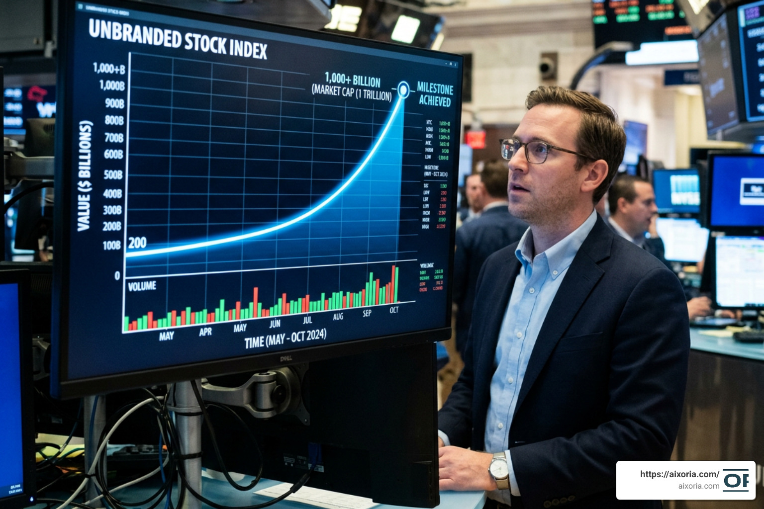 Micron stock chart showing parabolic run to one trillion dollars