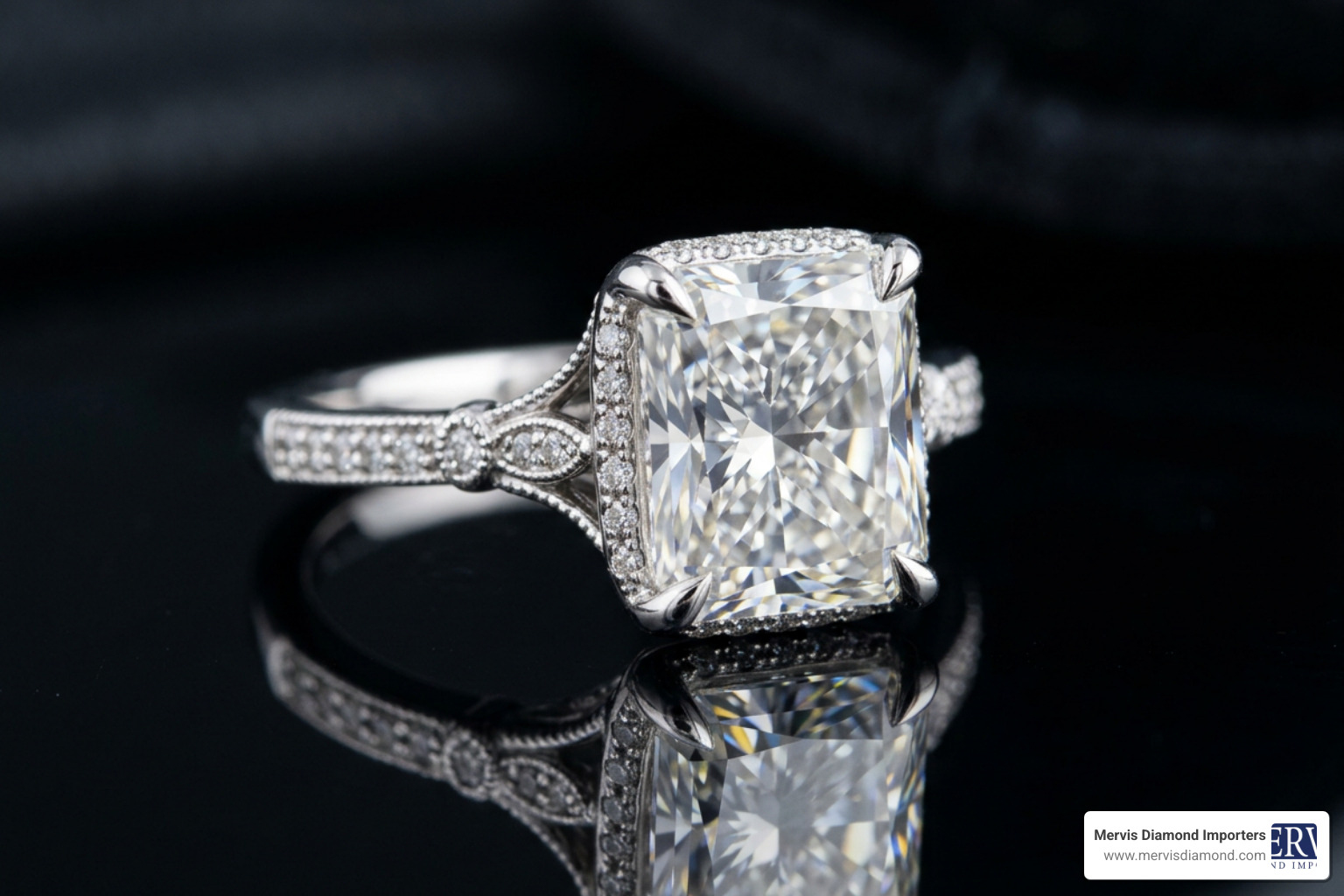 Stunning radiant cut lab grown diamond ring with high brilliance
