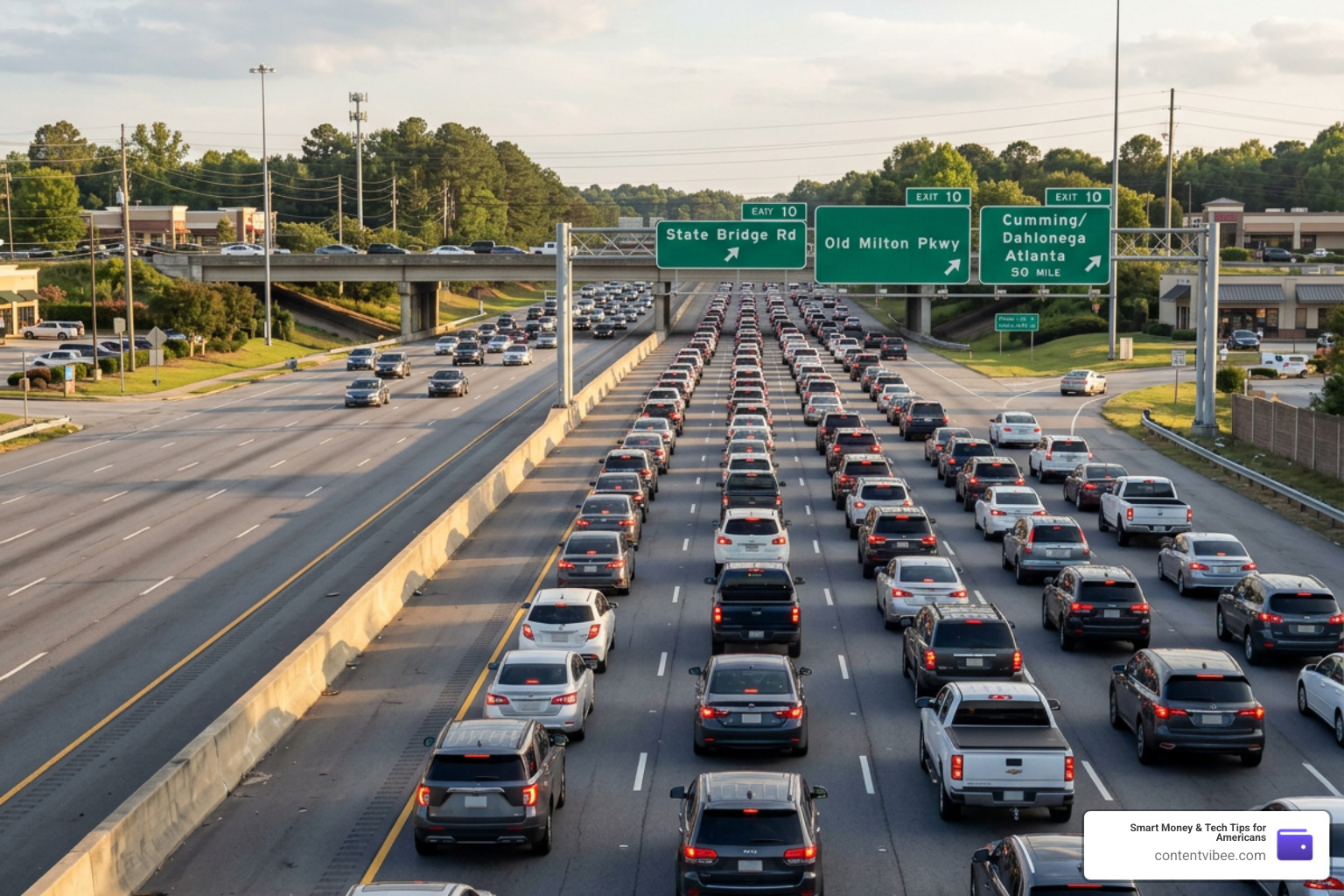 busy traffic on GA 400 in Alpharetta GA