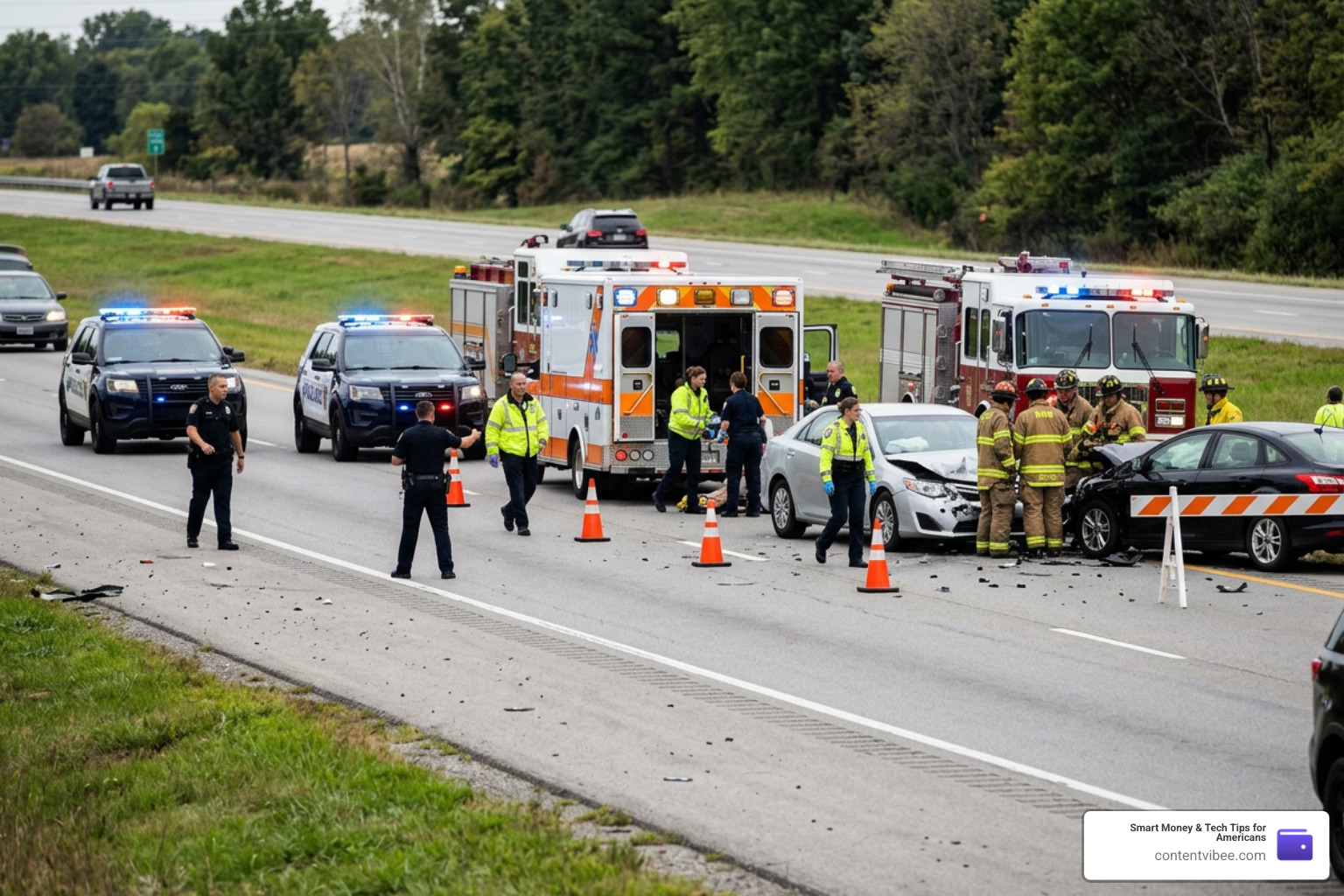 emergency services at a traffic collision scene
