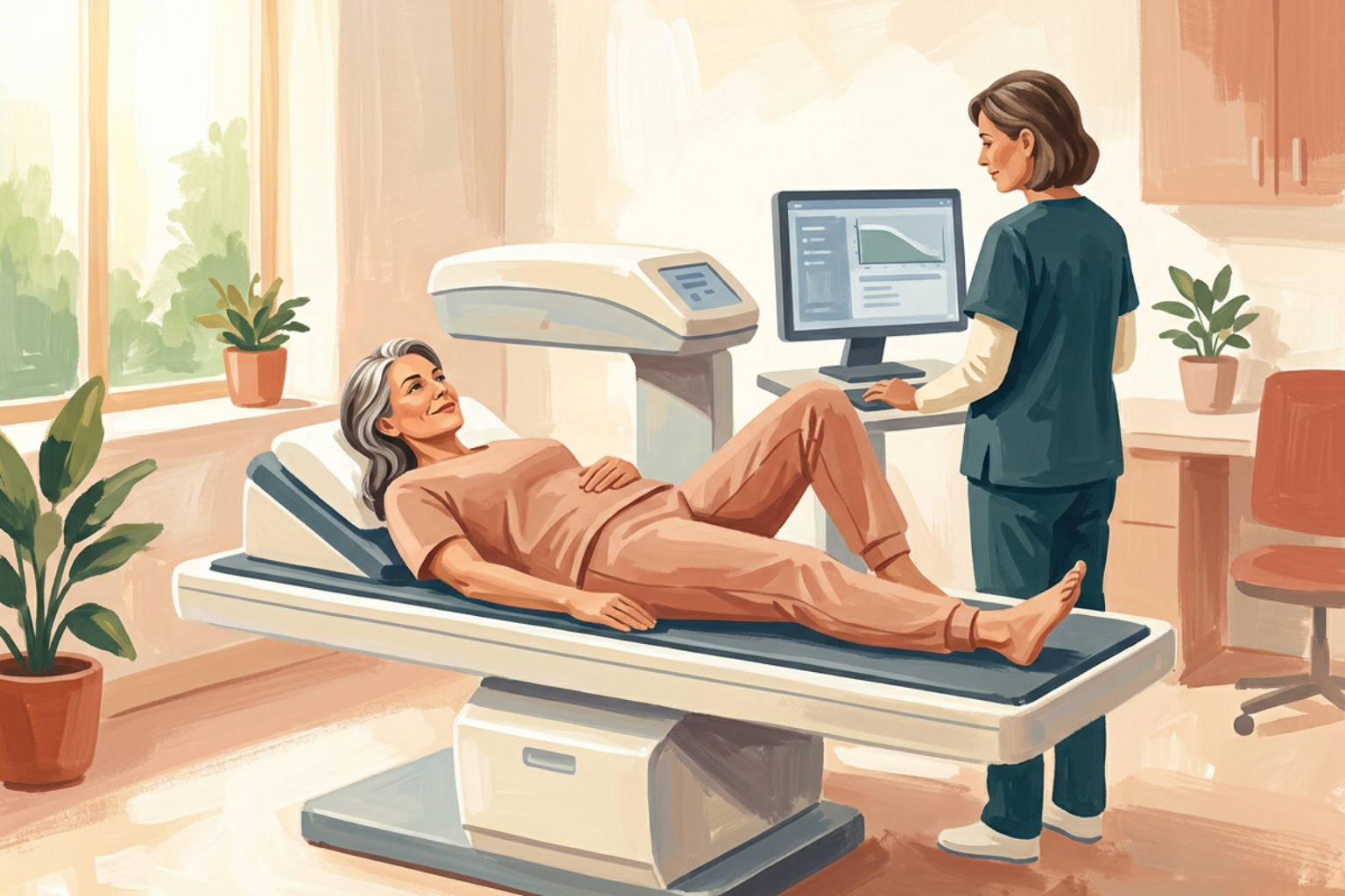 Person taking a DEXA scan