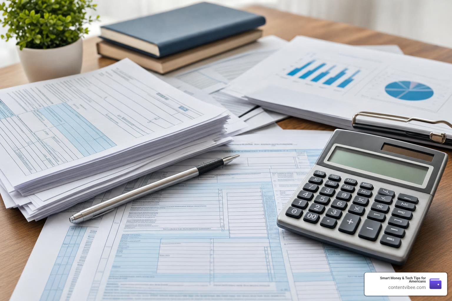 financial documents and a calculator