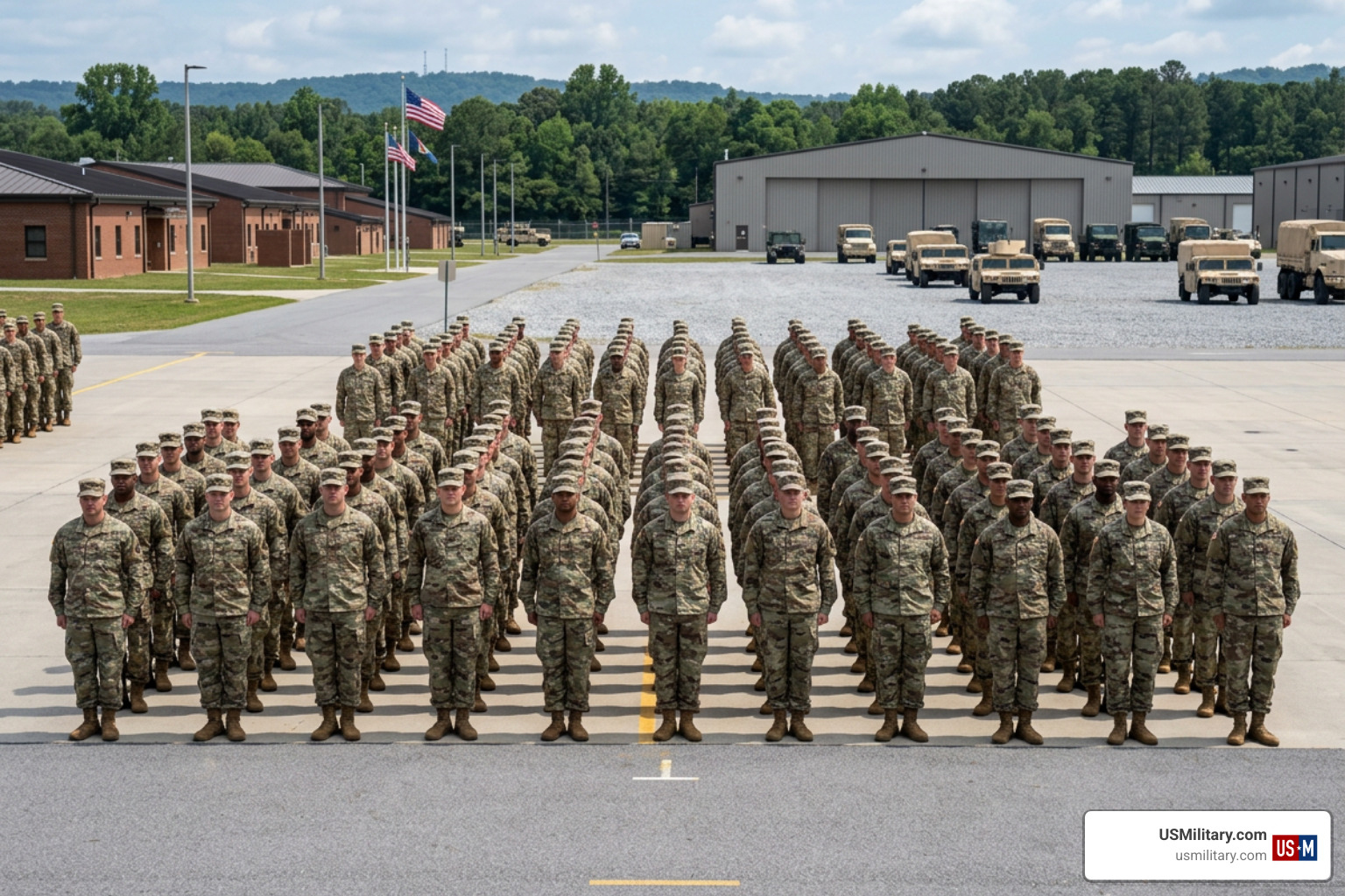 U.S. Army soldiers in formation on active duty