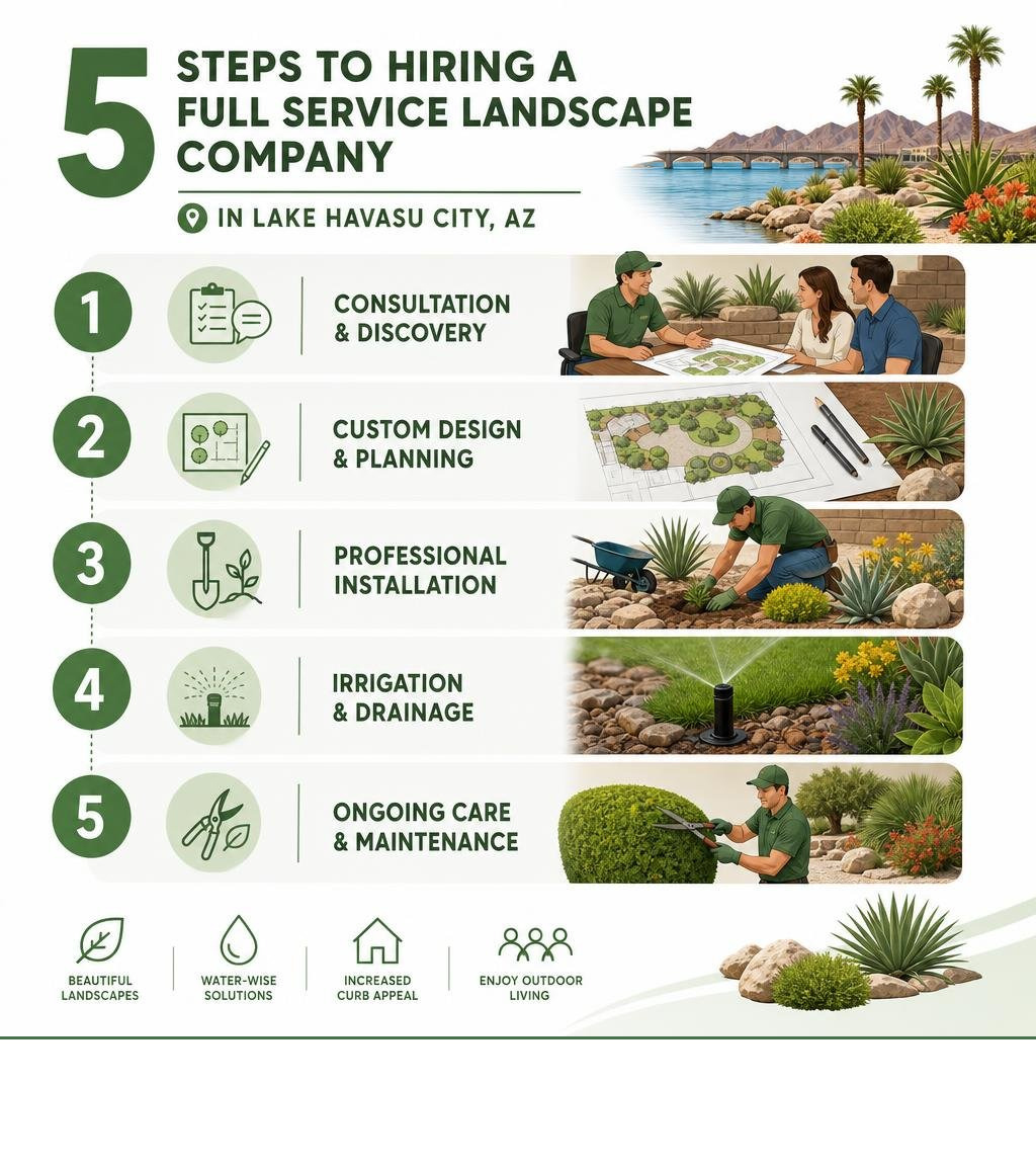 Infographic: 5 steps to hiring a full service landscape company in Lake Havasu City, AZ infographic
