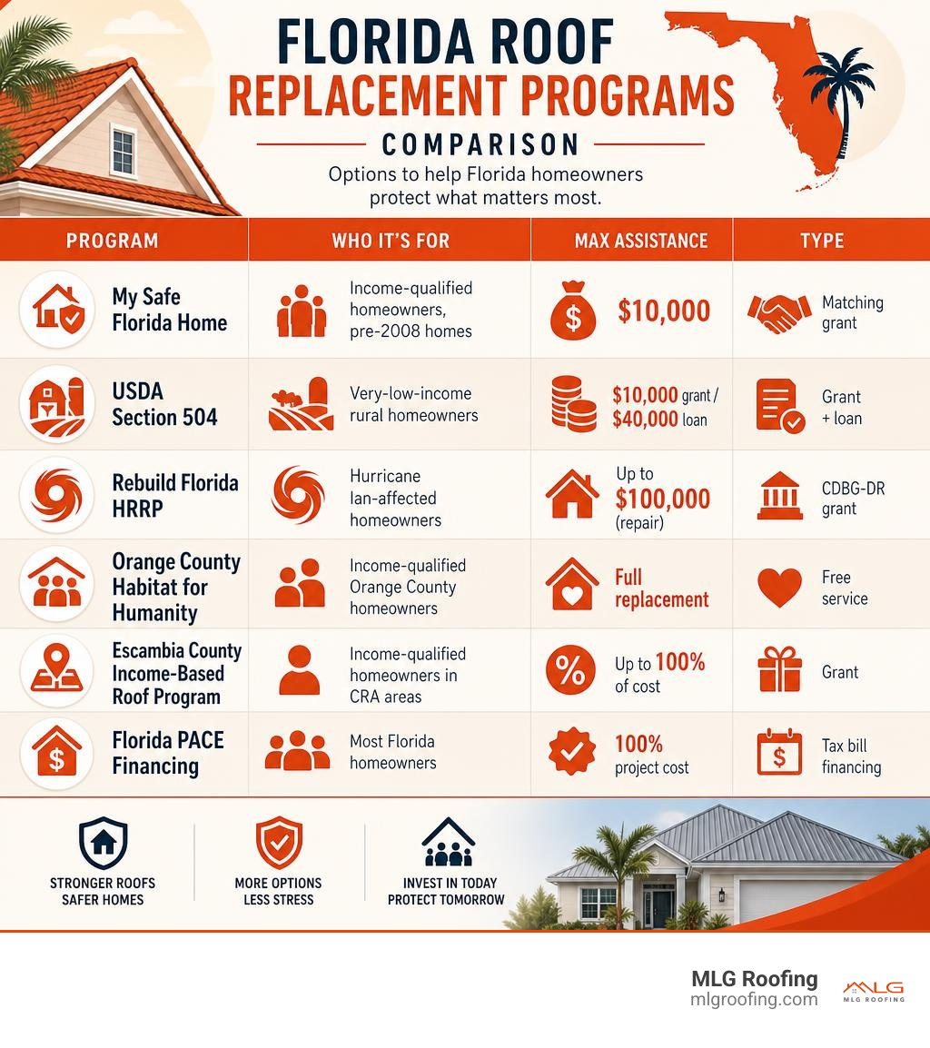 Florida roof replacement programs comparison infographic infographic