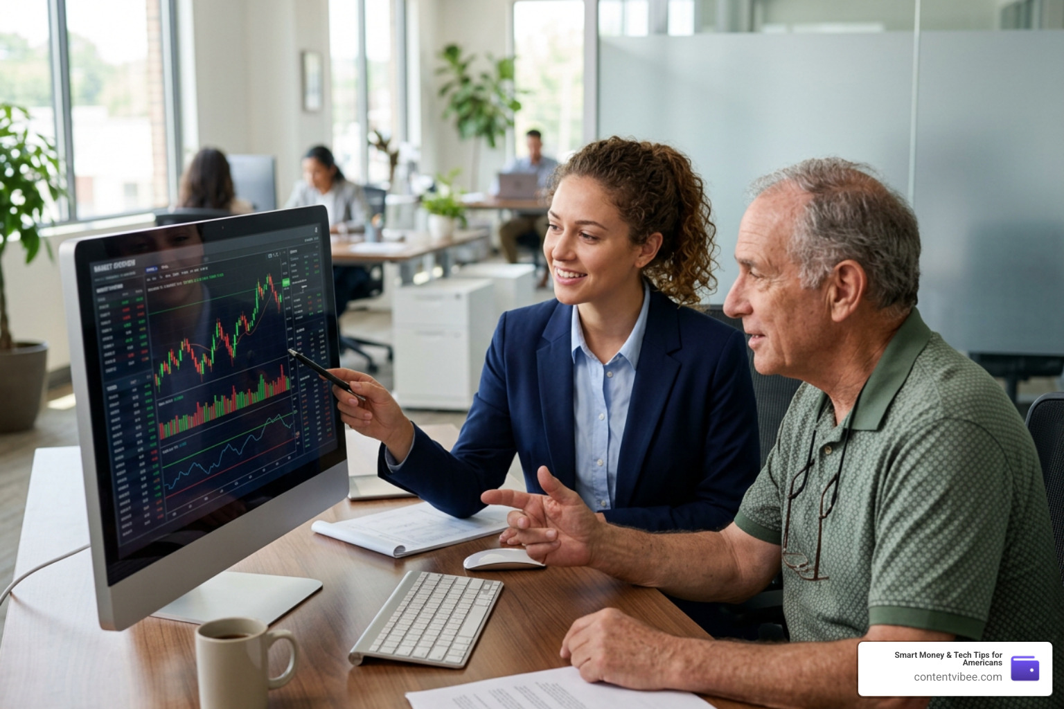 Customer service representative assisting a client with trading inquiries