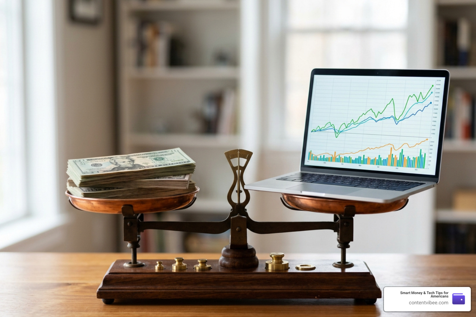 balanced scale representing pros and cons of robo-advisors