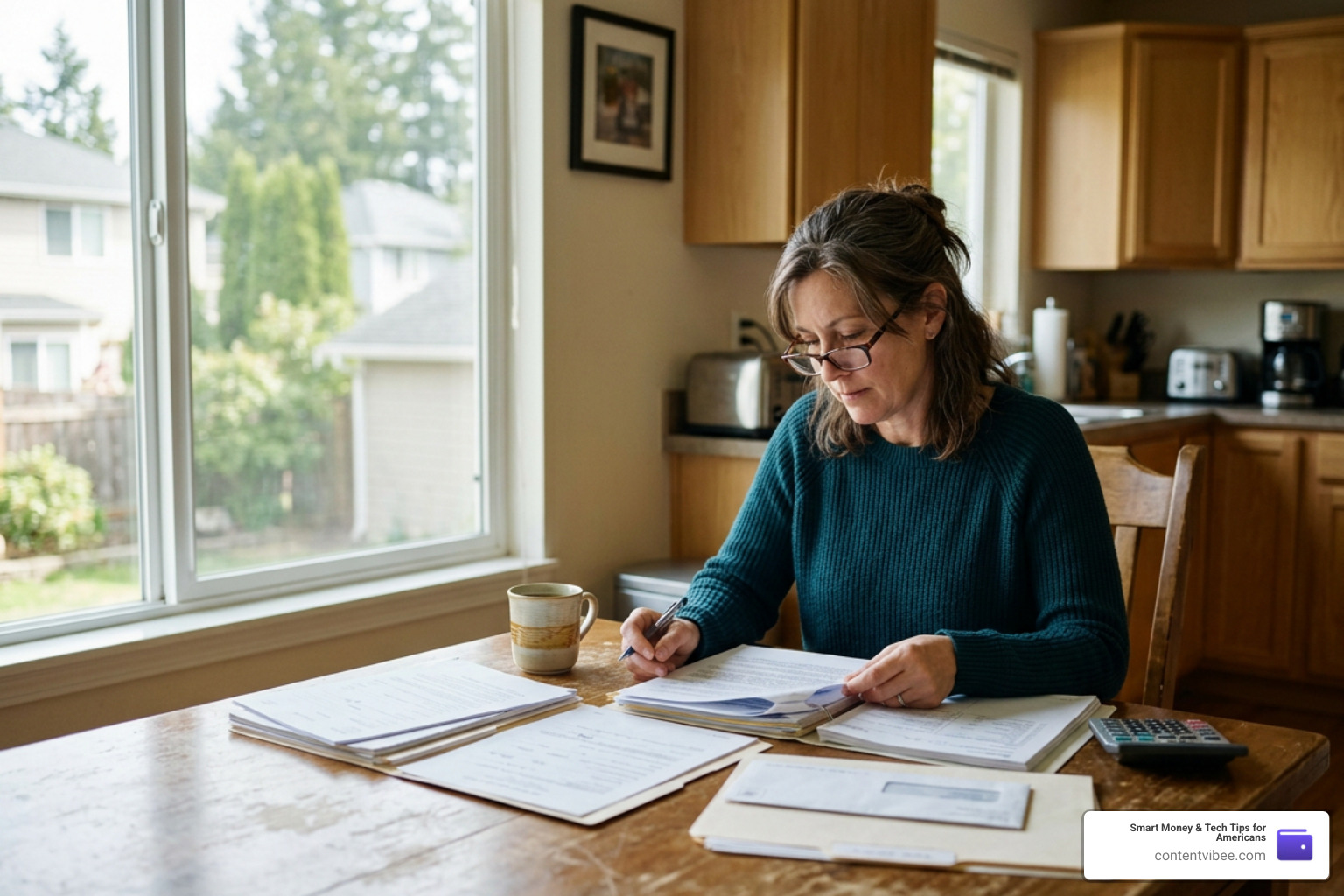 divorced individual reviewing documents