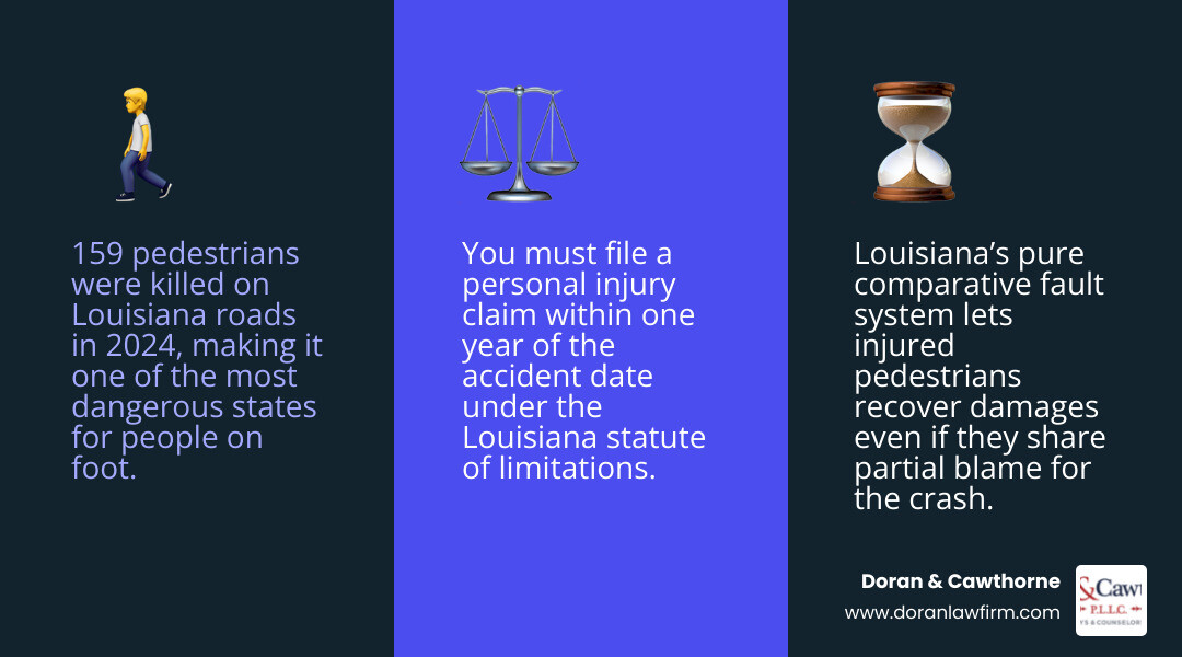 Opelousas pedestrian accident statistics infographic showing fatalities, injury rates, and key legal rights infographic Opelousas pedestrian accident statistics infographic showing fatalities, injury rates, and key legal rights infographic