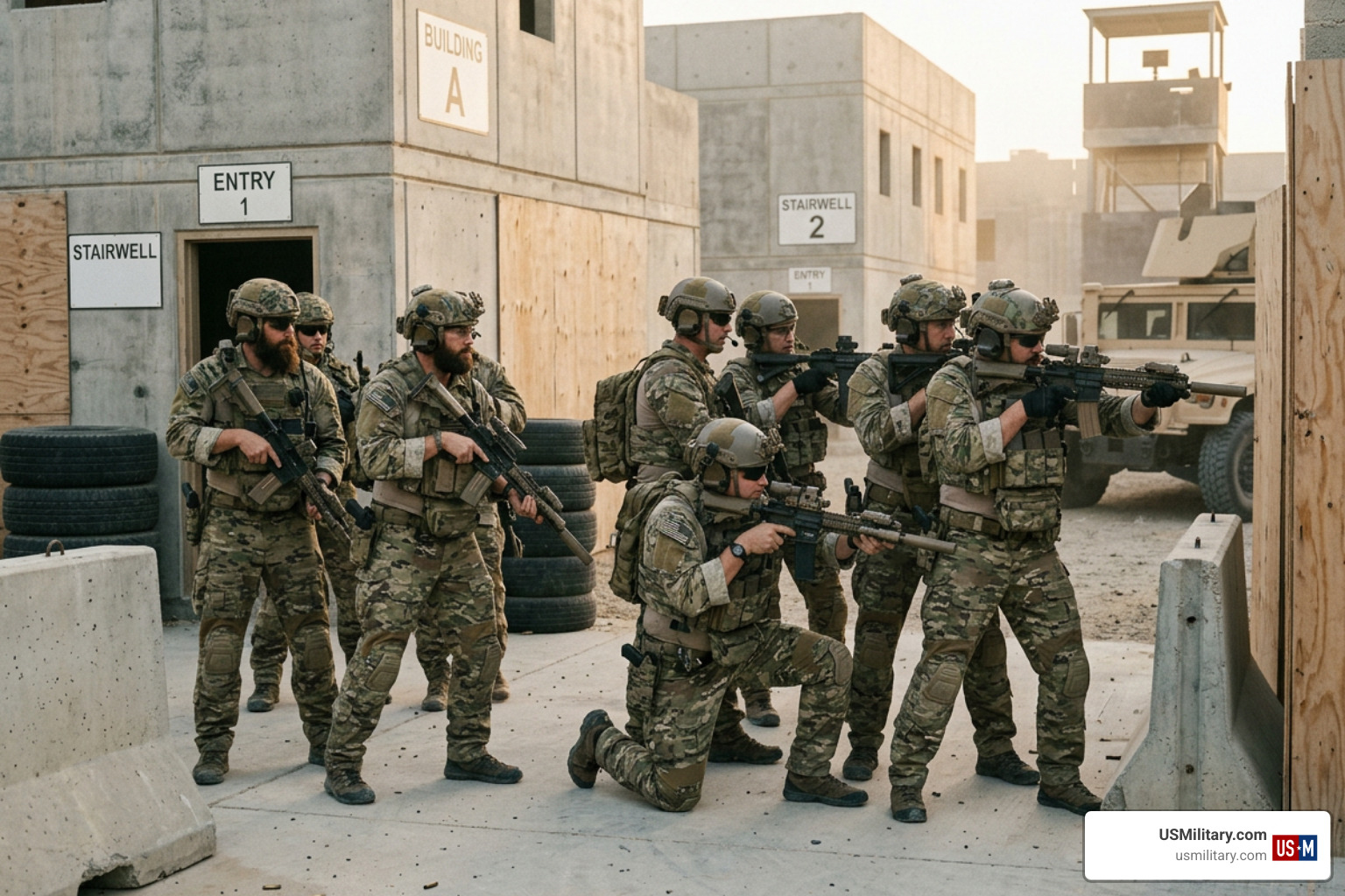 Army Green Berets and Delta Force operators in special operations training
