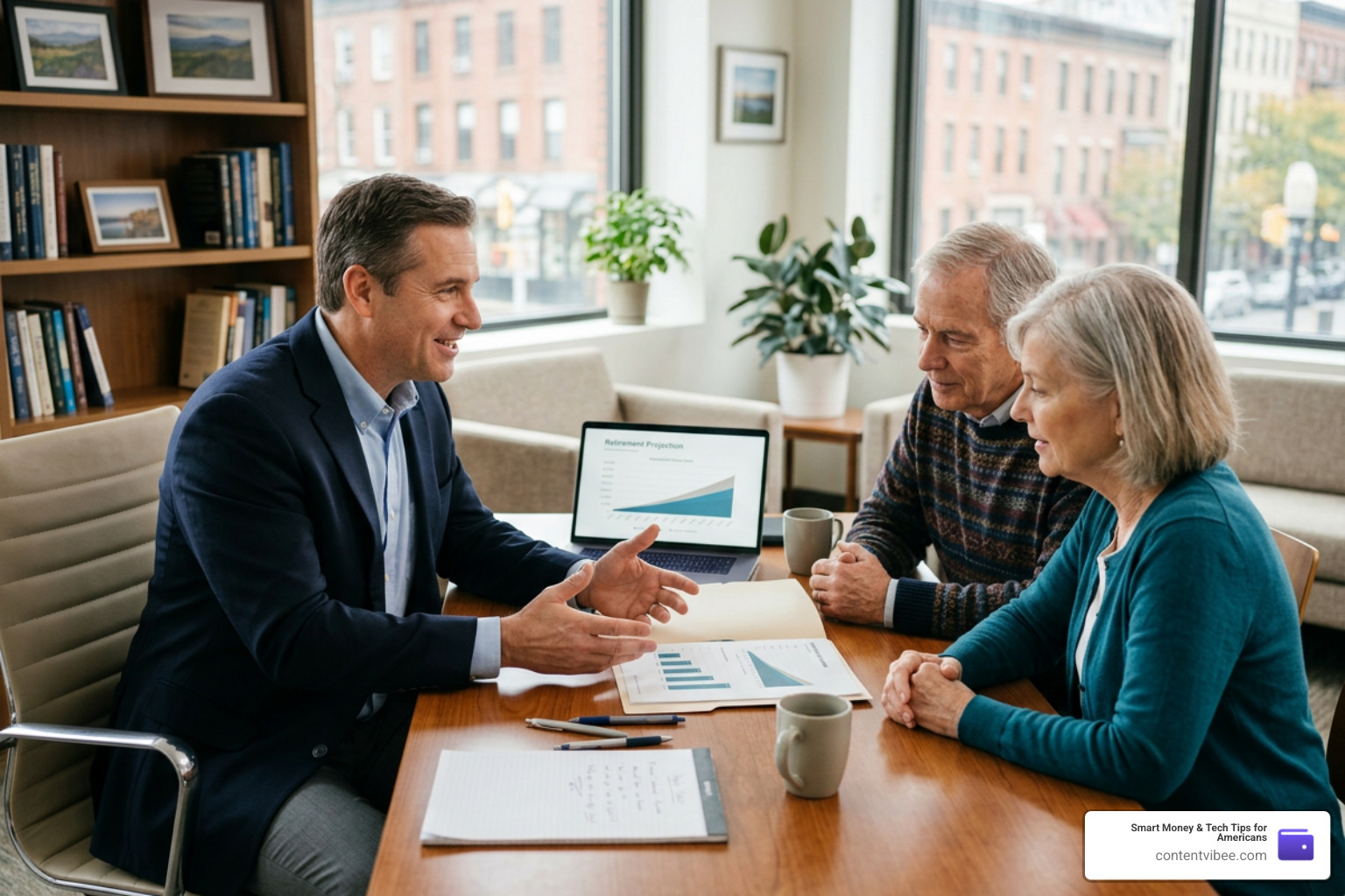 A financial advisor explaining retirement claiming strategies to a client