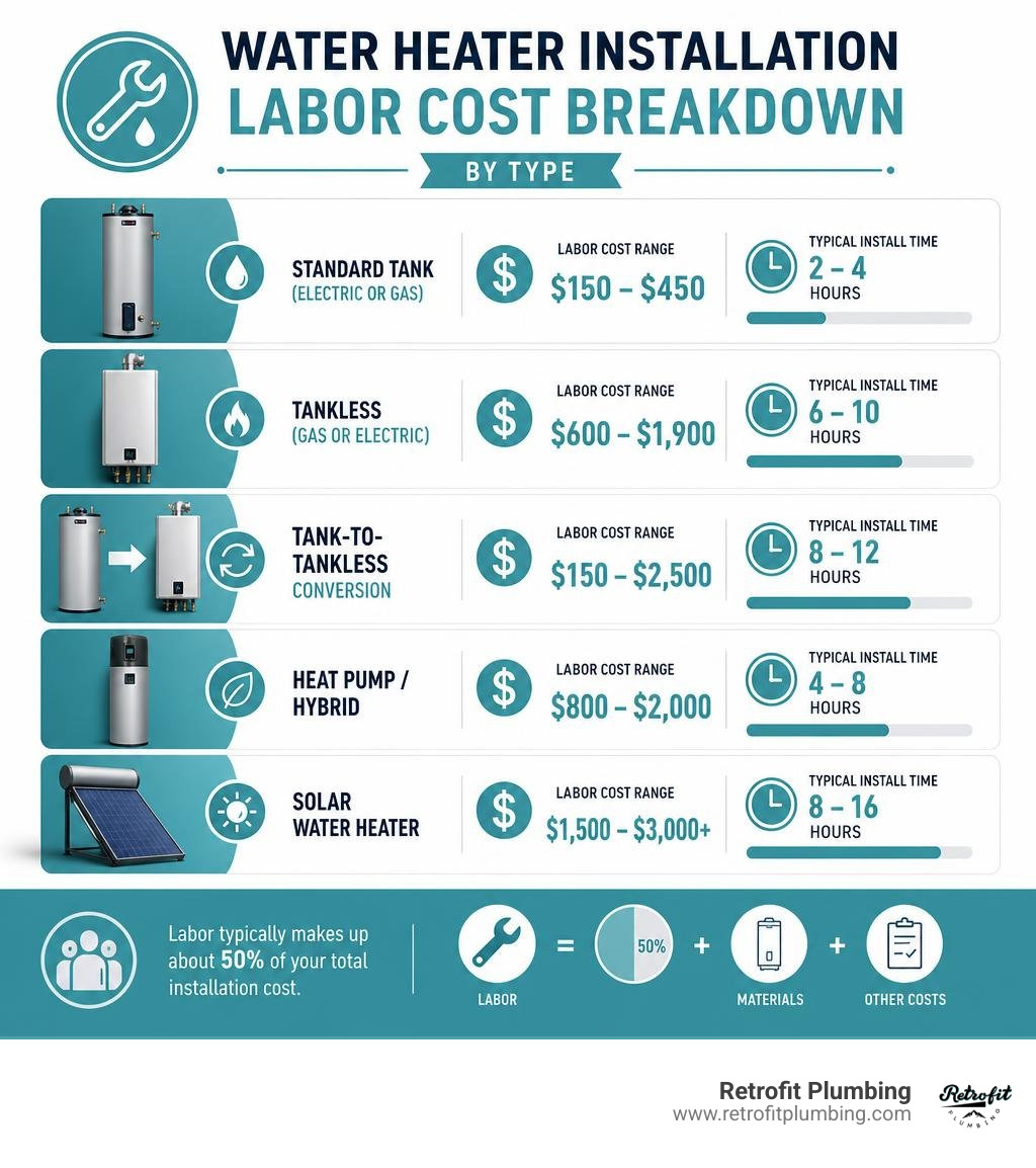 Water heater installation labor cost breakdown by type infographic infographic Water heater installation labor cost breakdown by type infographic infographic