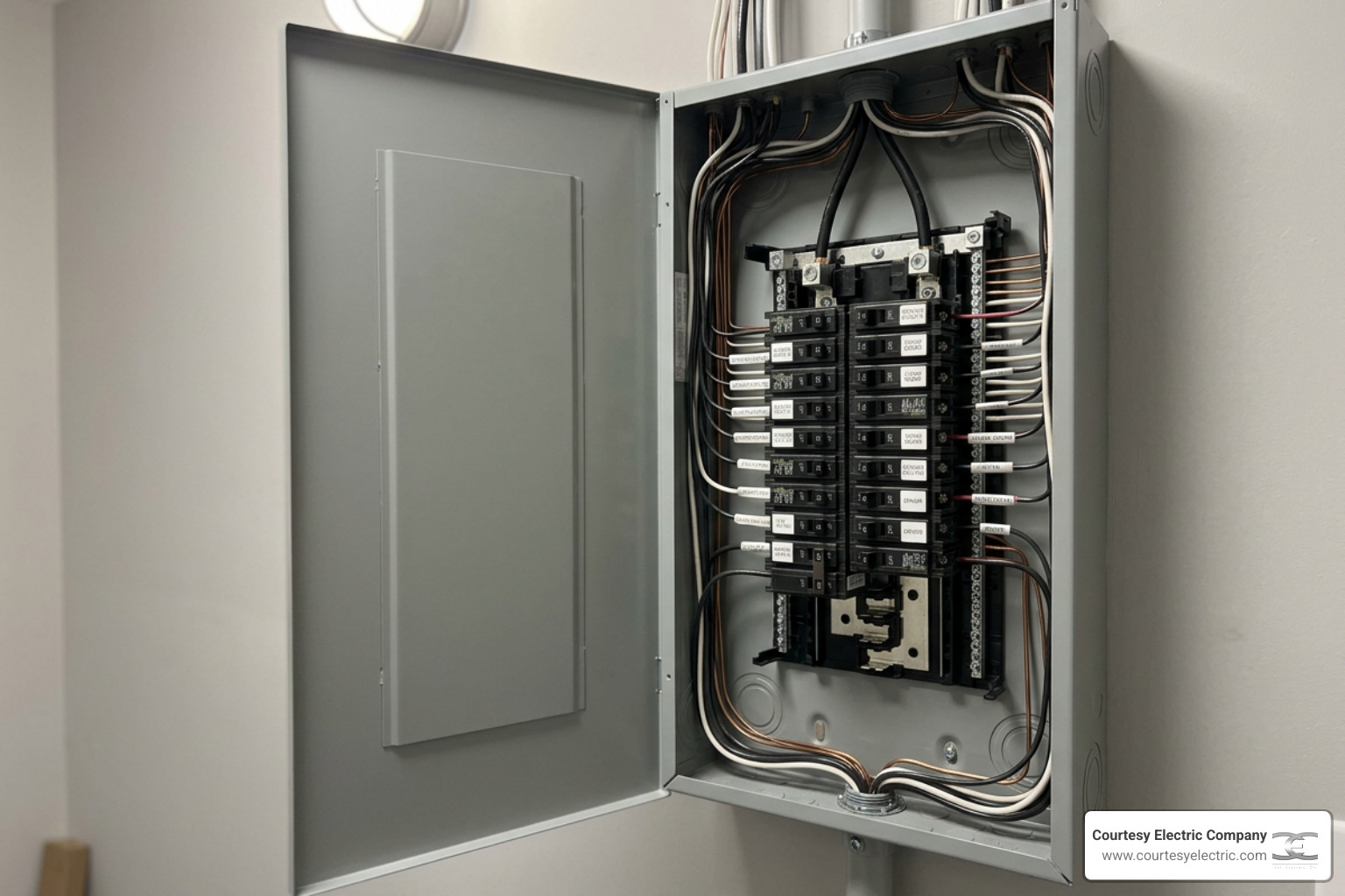 modern home electrical panel showing clean circuit wiring modern home electrical panel showing clean circuit wiring
