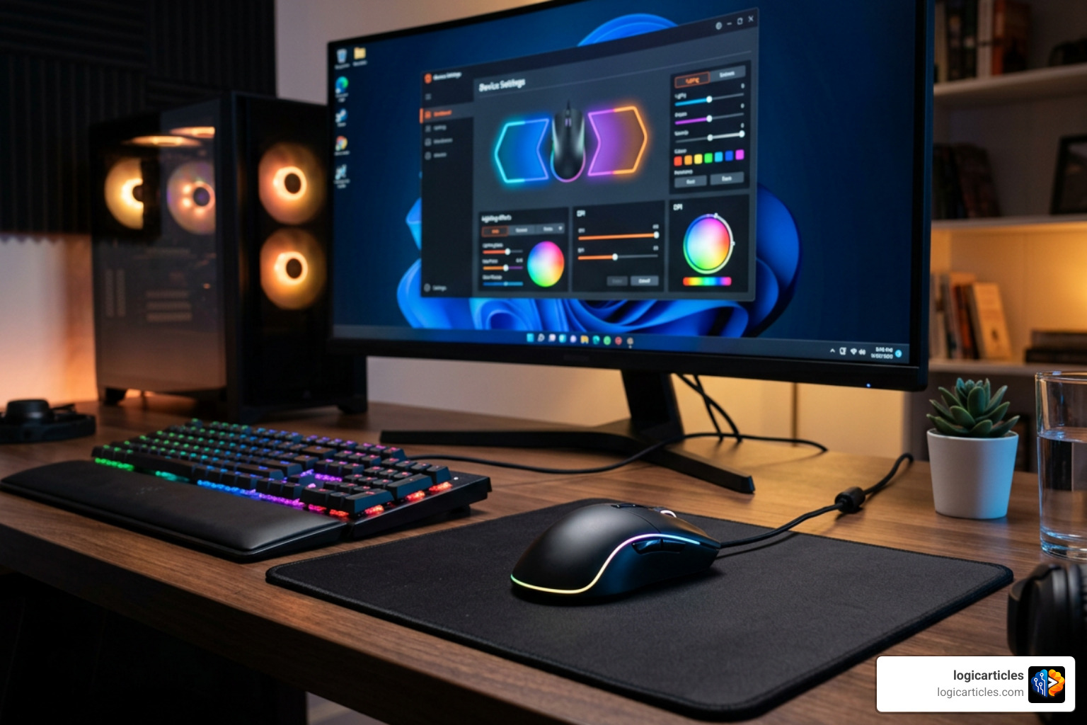 CORSAIR gaming mouse setup with RGB lighting and iCUE customization