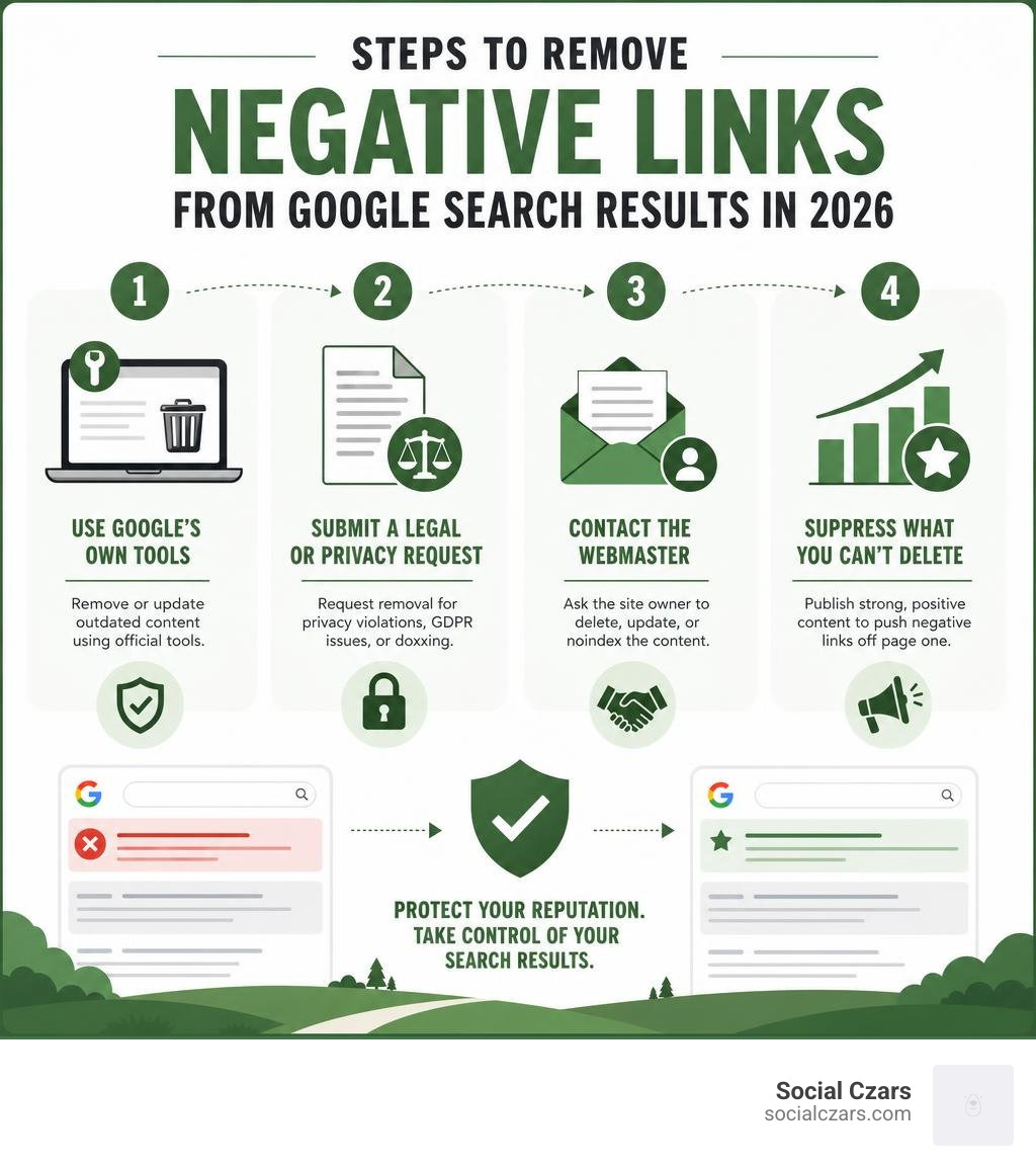 Steps to remove negative links from Google search results in 2026 infographic infographic