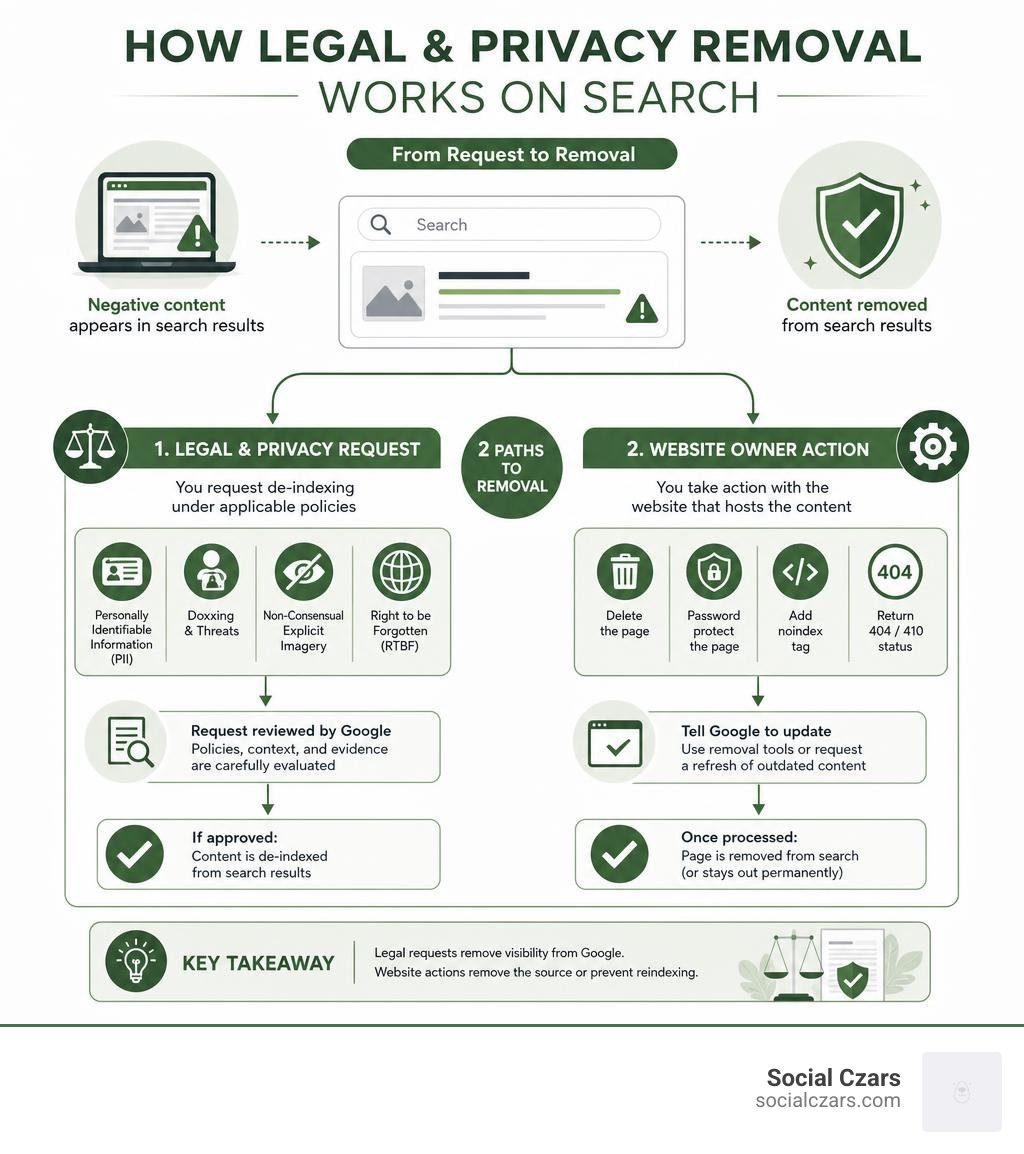 Infographic explaining the legal and privacy removal process on Google infographic