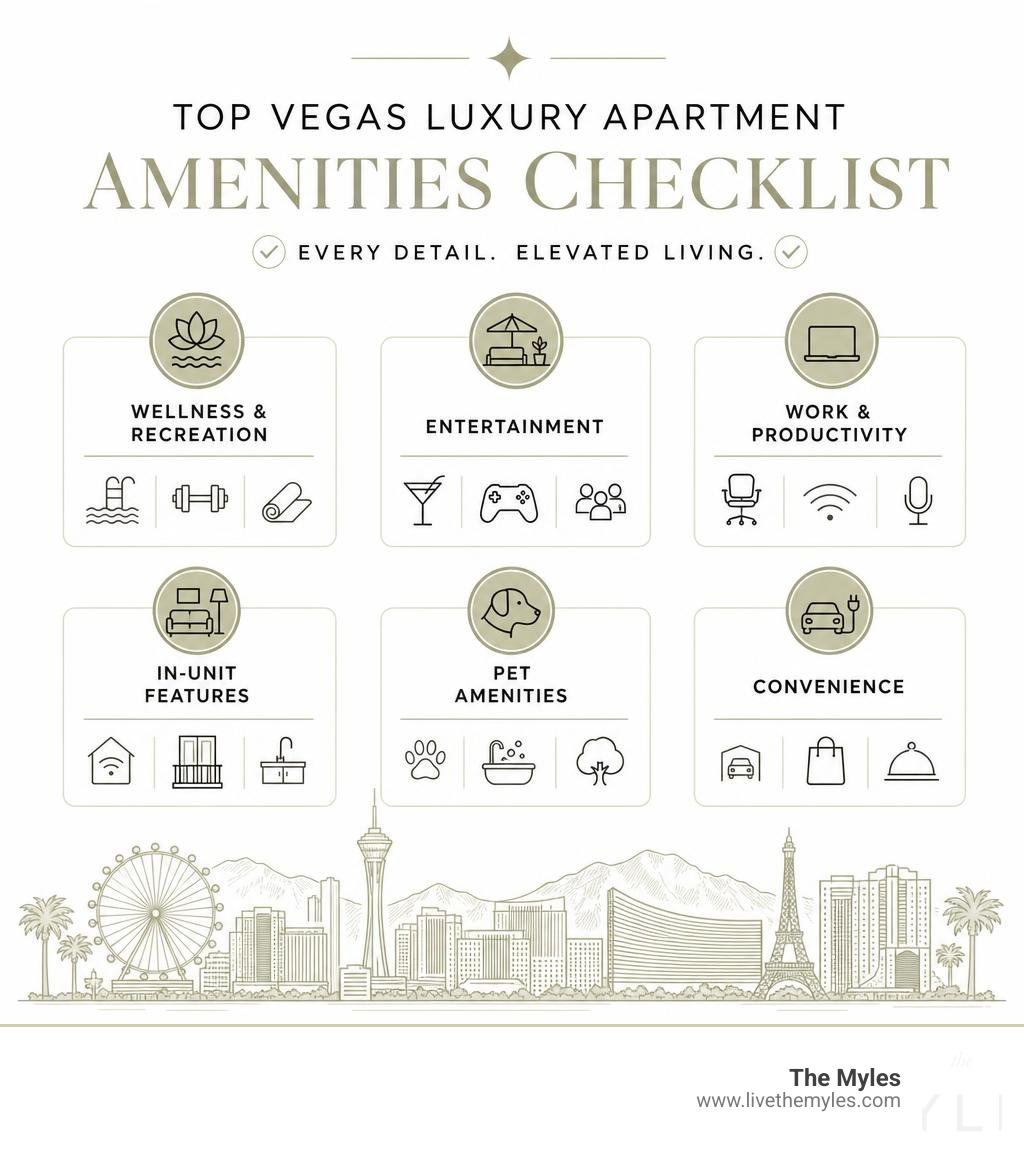 Top vegas luxury apartment amenities checklist infographic infographic