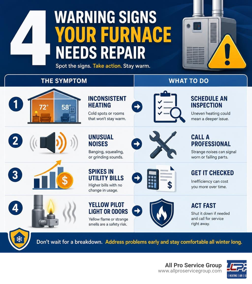 4 warning signs your furnace needs repair infographic with symptoms and actions infographic 4 warning signs your furnace needs repair infographic with symptoms and actions infographic
