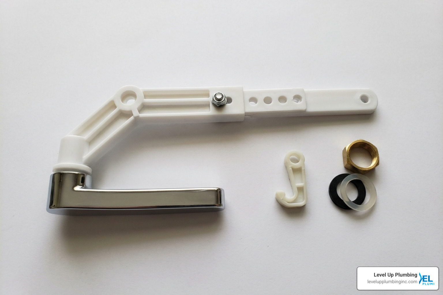 universal toilet lever with adjustable arm