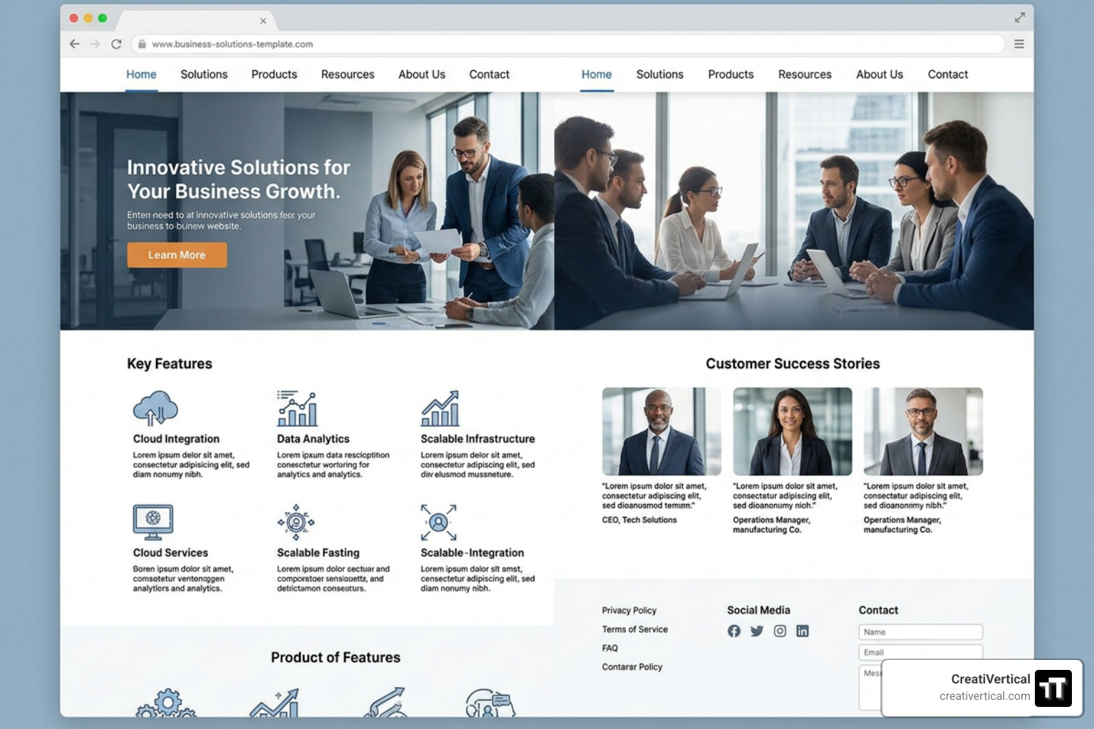 Clean B2B website interface Clean B2B website interface