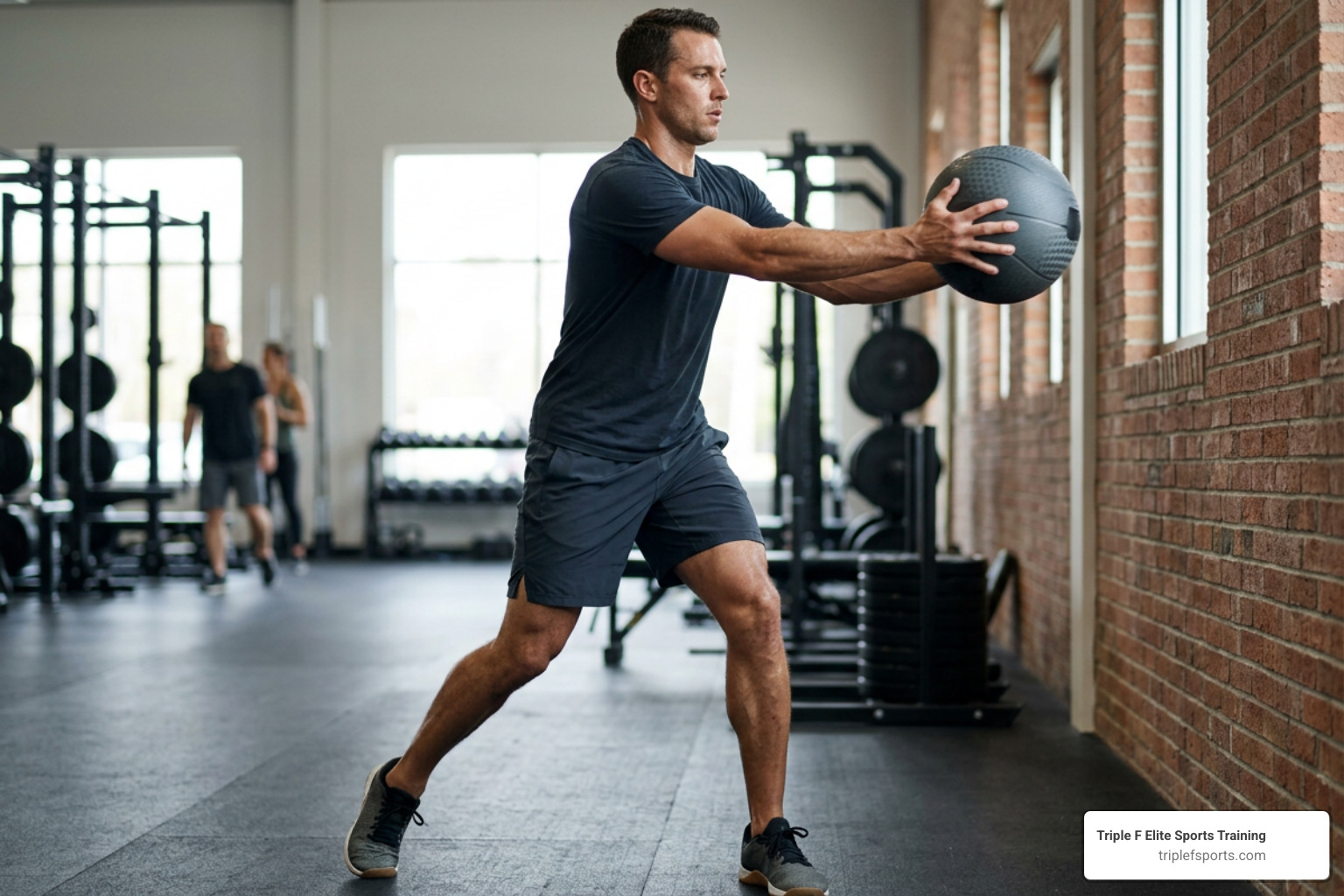 player performing rotational medicine ball throws player performing rotational medicine ball throws
