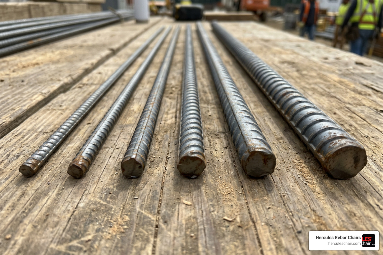 different rebar sizes side-by-side